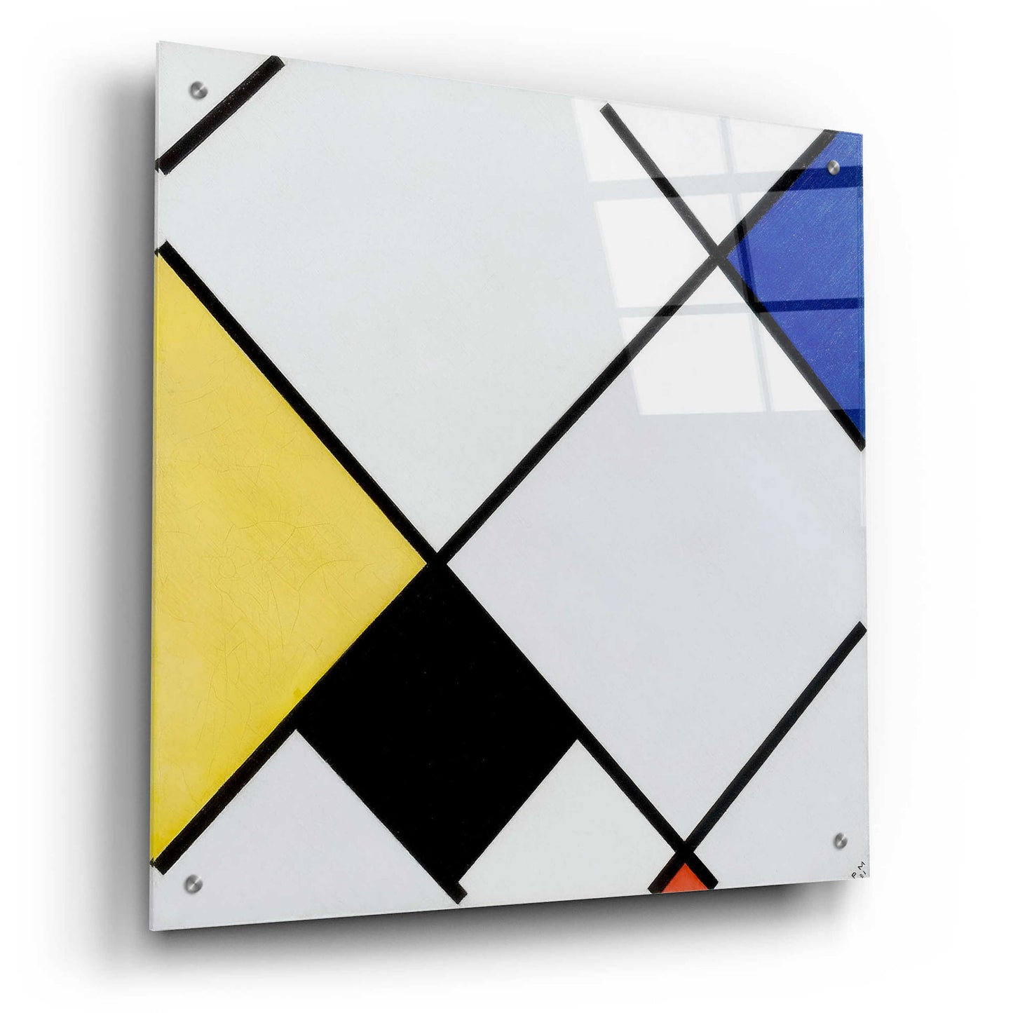 Epic Art 'Lozenge Composition with Yellow, Black, Blue, Red, and Gray, 1921' by Piet Mondrian, Acrylic Glass Wall Art,24x24