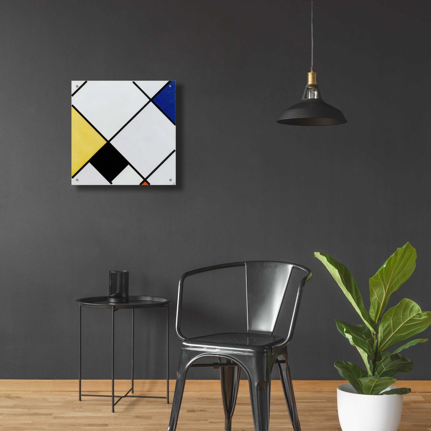 Epic Art 'Lozenge Composition with Yellow, Black, Blue, Red, and Gray, 1921' by Piet Mondrian, Acrylic Glass Wall Art,24x24