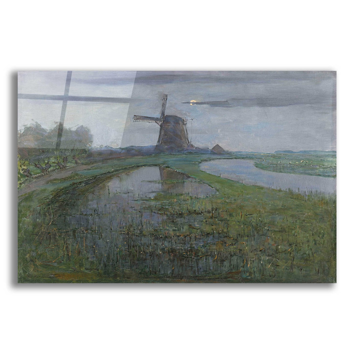 Epic Art 'Oostzijdse Mill along the River Gein by Moonlight, 1903' by Piet Mondrian, Acrylic Glass Wall Art,16x12