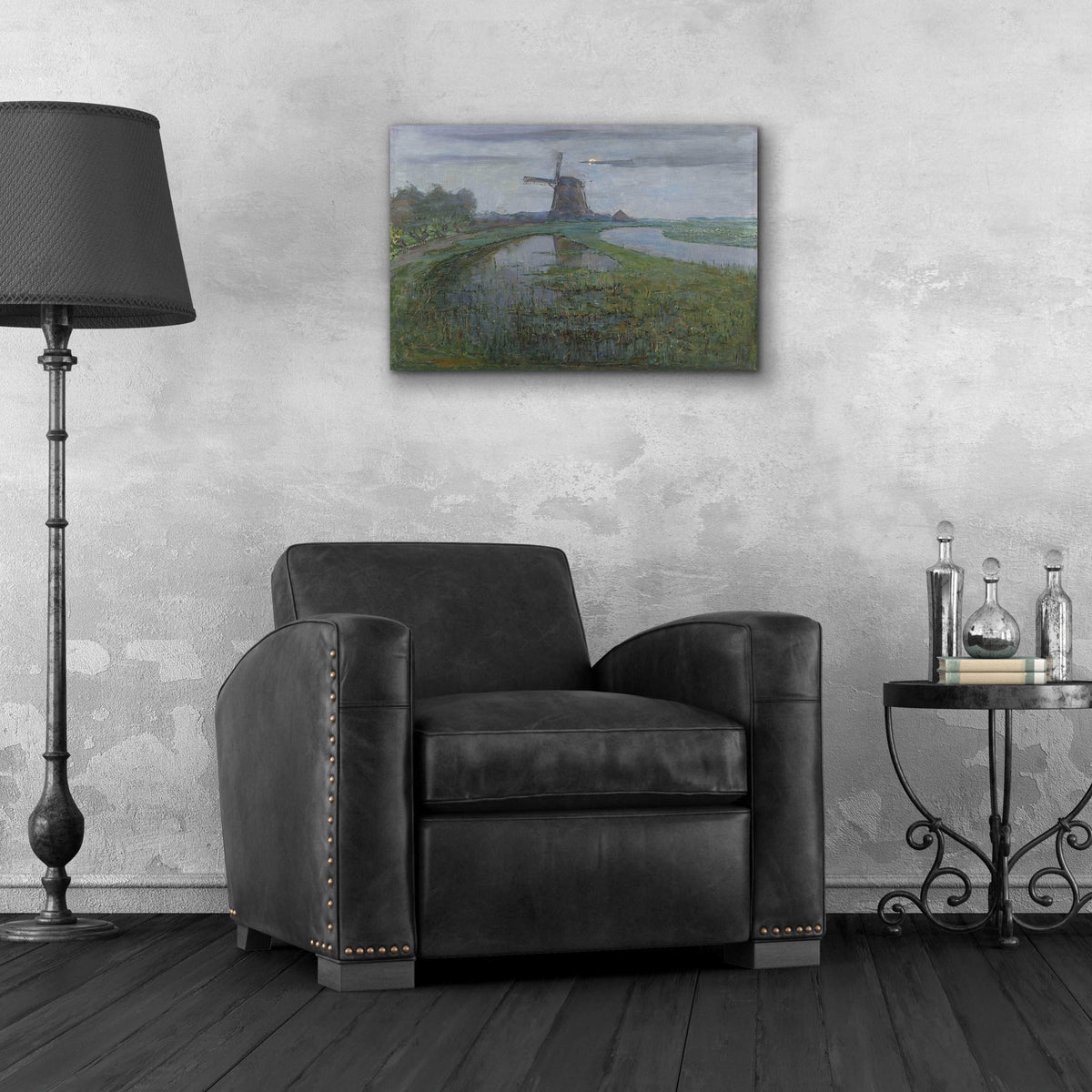 Epic Art 'Oostzijdse Mill along the River Gein by Moonlight, 1903' by Piet Mondrian, Acrylic Glass Wall Art,24x16