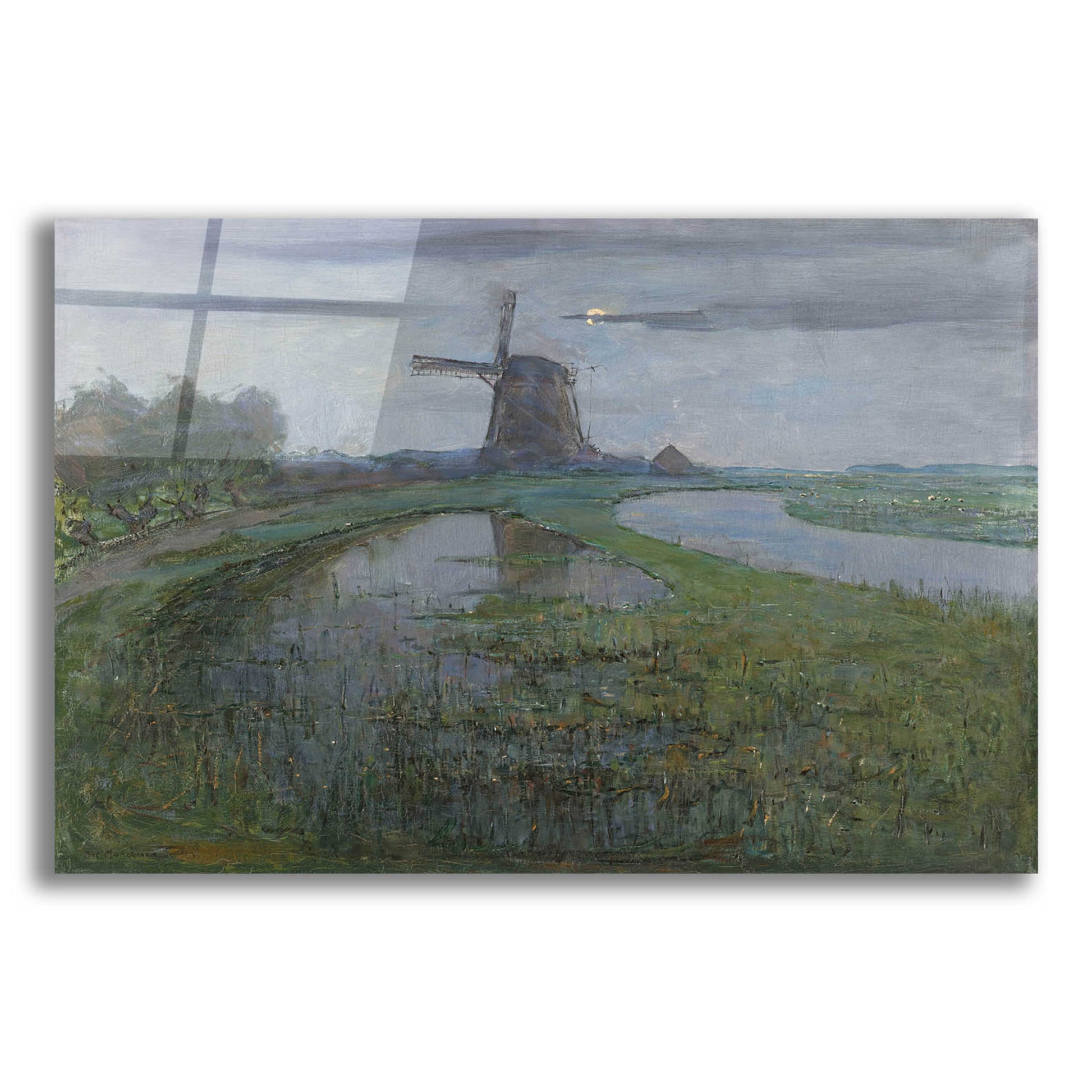 Epic Art 'Oostzijdse Mill along the River Gein by Moonlight, 1903' by Piet Mondrian, Acrylic Glass Wall Art,24x16