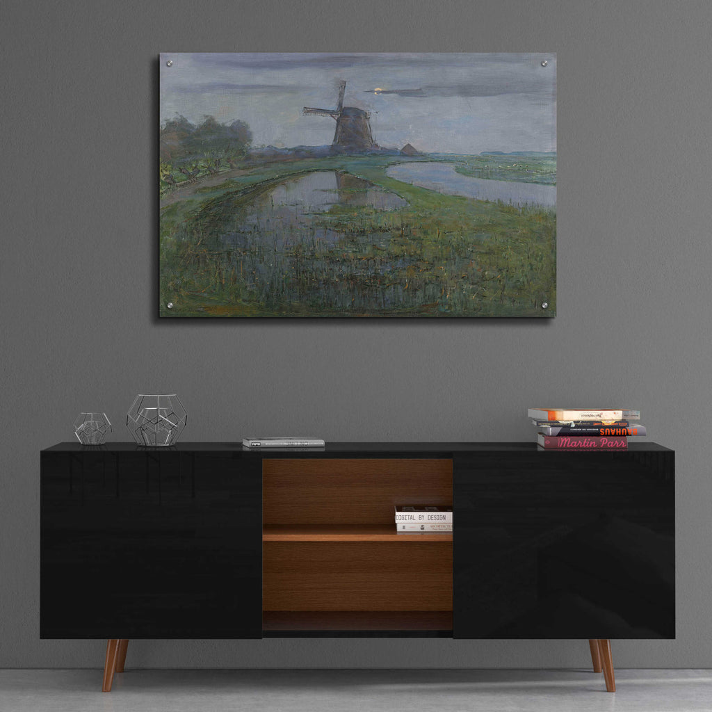 Epic Art 'Oostzijdse Mill along the River Gein by Moonlight, 1903' by Piet Mondrian, Acrylic Glass Wall Art,36x24