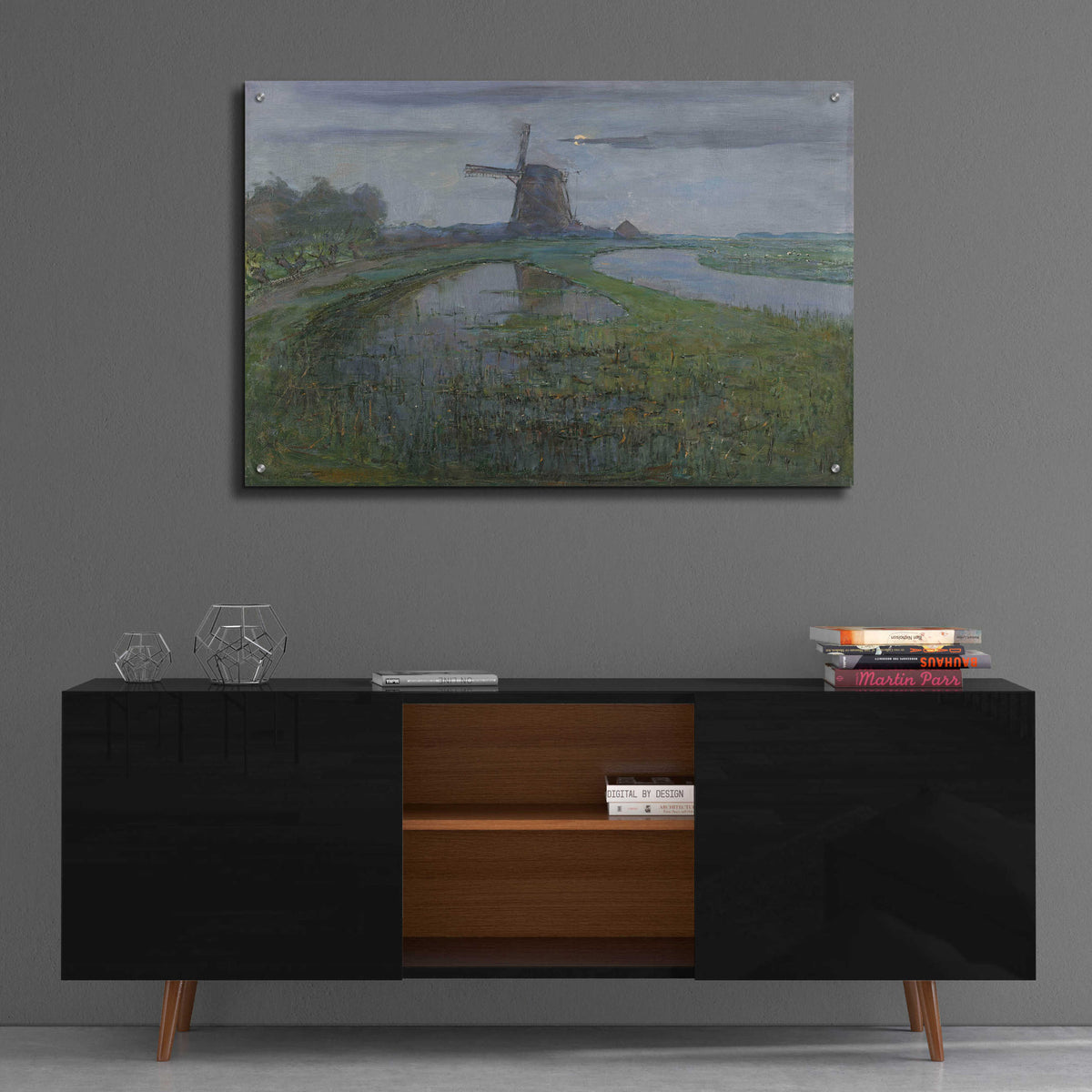 Epic Art 'Oostzijdse Mill along the River Gein by Moonlight, 1903' by Piet Mondrian, Acrylic Glass Wall Art,36x24