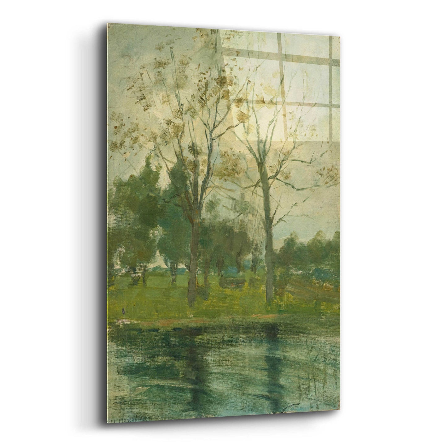 Epic Art 'Two Trees Silhouetted Behind A Water Course, 1900-02' by Piet Mondrian, Acrylic Glass Wall Art,12x16
