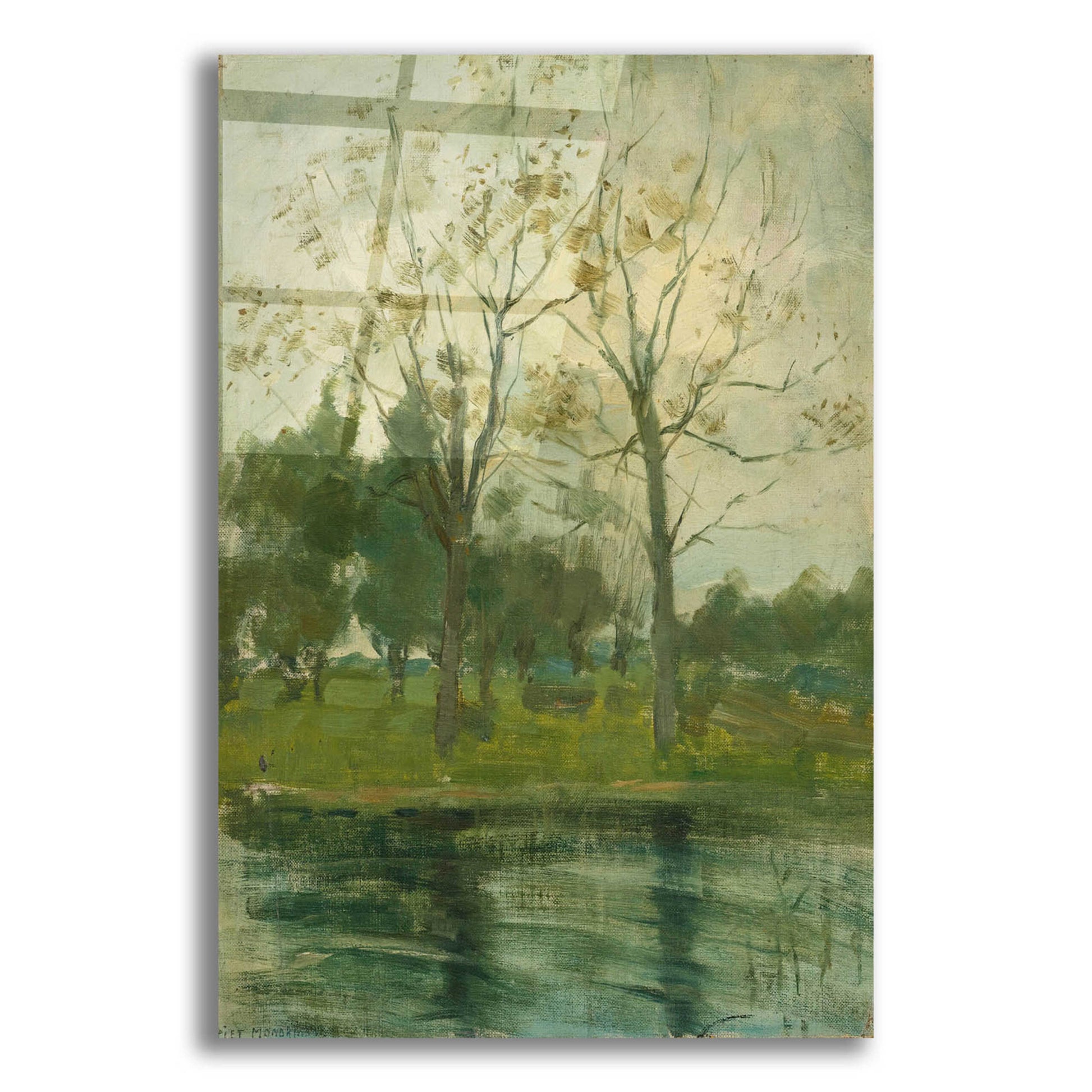Epic Art 'Two Trees Silhouetted Behind A Water Course, 1900-02' by Piet Mondrian, Acrylic Glass Wall Art,16x24
