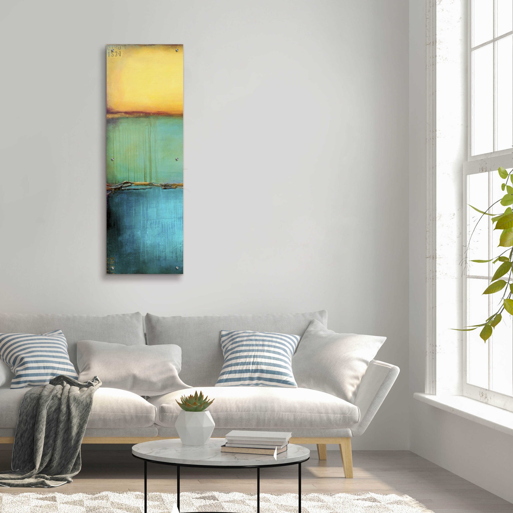 Epic Art 'Emeralds Bay I' by Erin Ashley, Acrylic Glass Wall Art,16x48