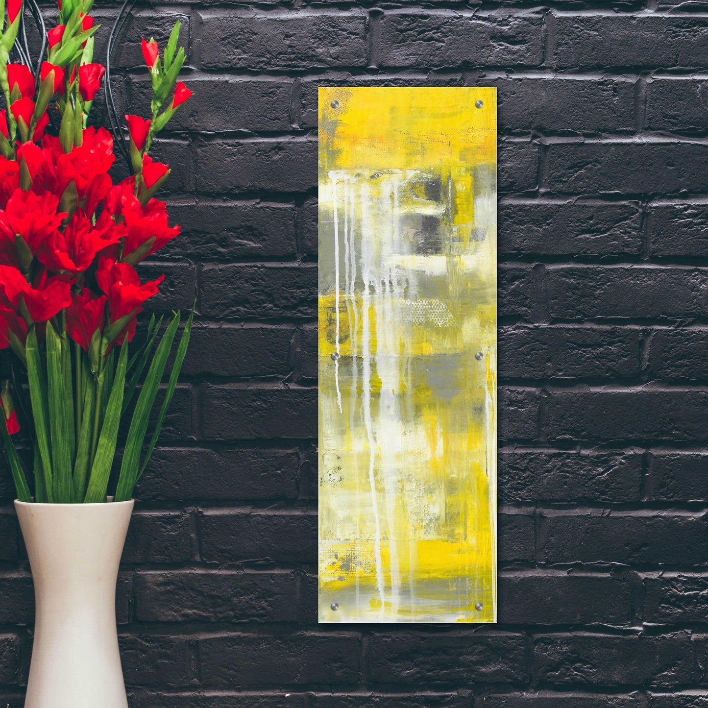 Epic Art 'Mellow Yellow I' by Erin Ashley, Acrylic Glass Wall Art,12x36