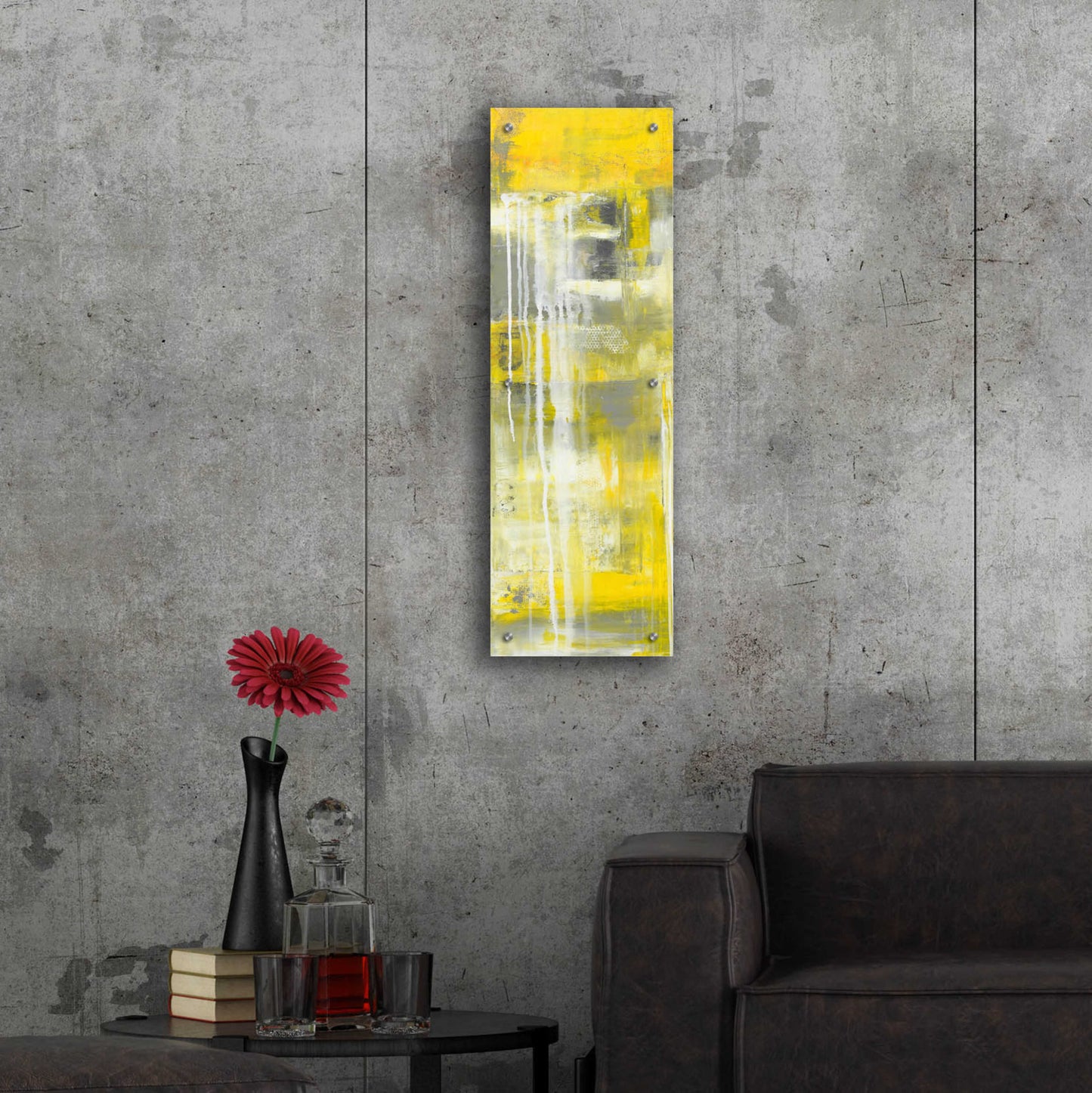 Epic Art 'Mellow Yellow I' by Erin Ashley, Acrylic Glass Wall Art,12x36