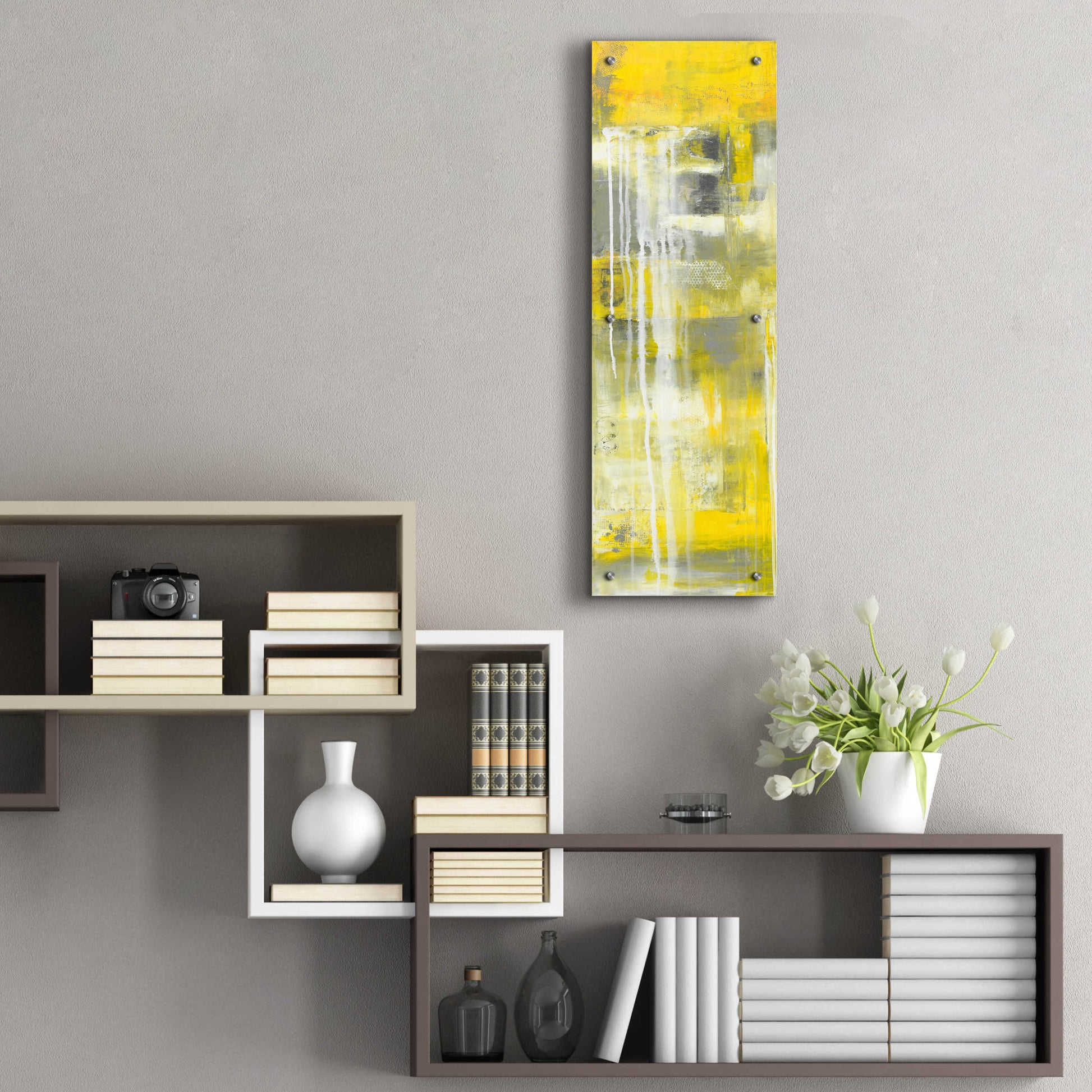 Epic Art 'Mellow Yellow I' by Erin Ashley, Acrylic Glass Wall Art,12x36