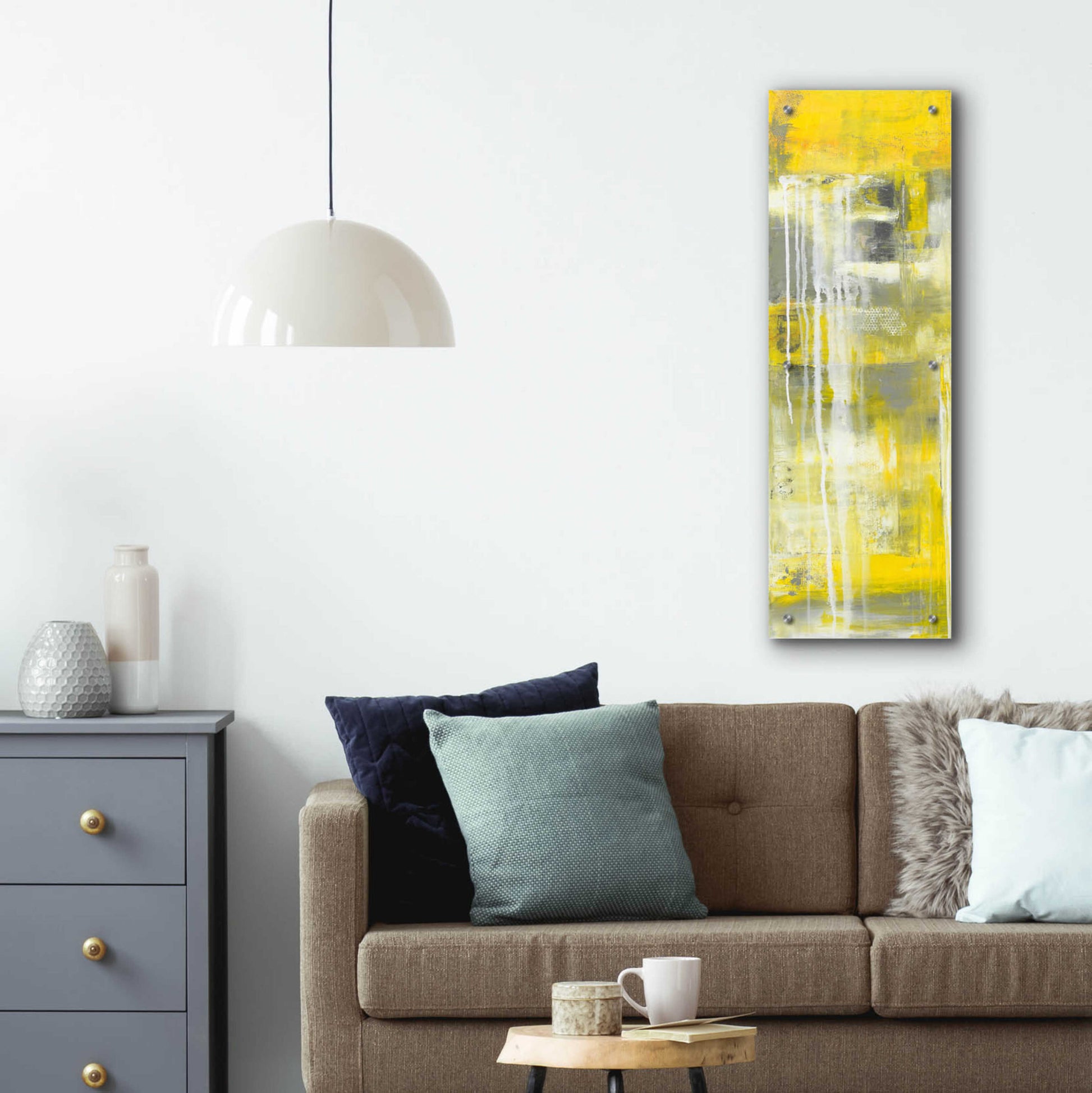 Epic Art 'Mellow Yellow I' by Erin Ashley, Acrylic Glass Wall Art,12x36