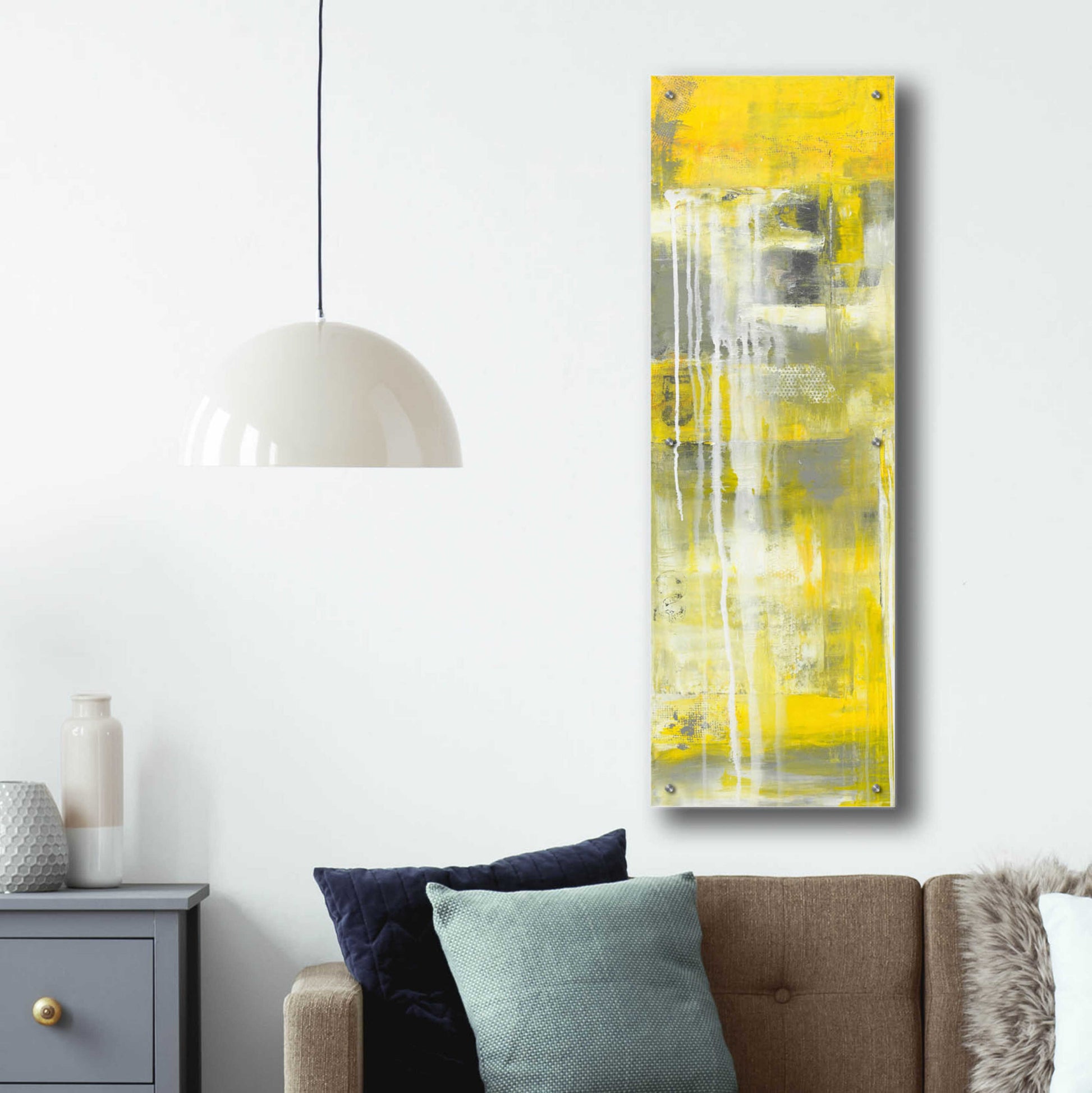 Epic Art 'Mellow Yellow I' by Erin Ashley, Acrylic Glass Wall Art,16x48