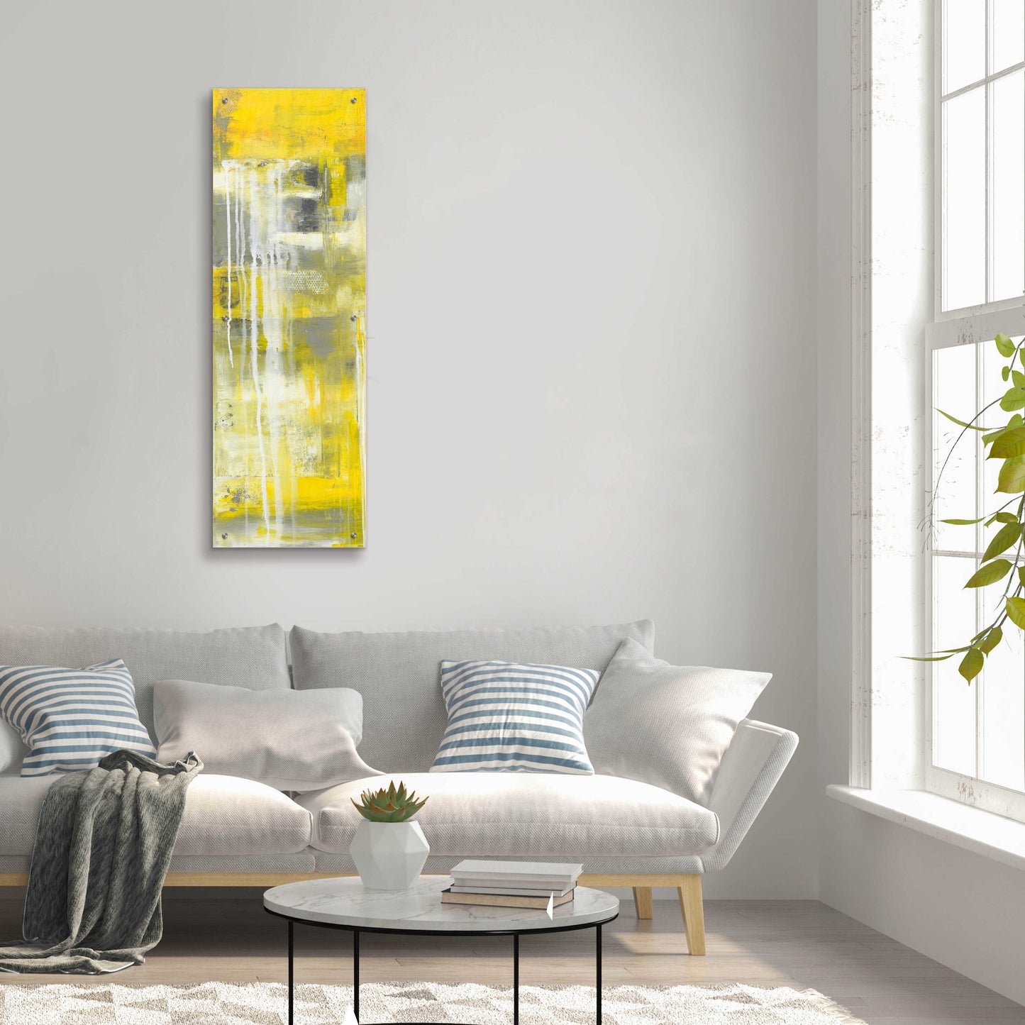 Epic Art 'Mellow Yellow I' by Erin Ashley, Acrylic Glass Wall Art,16x48