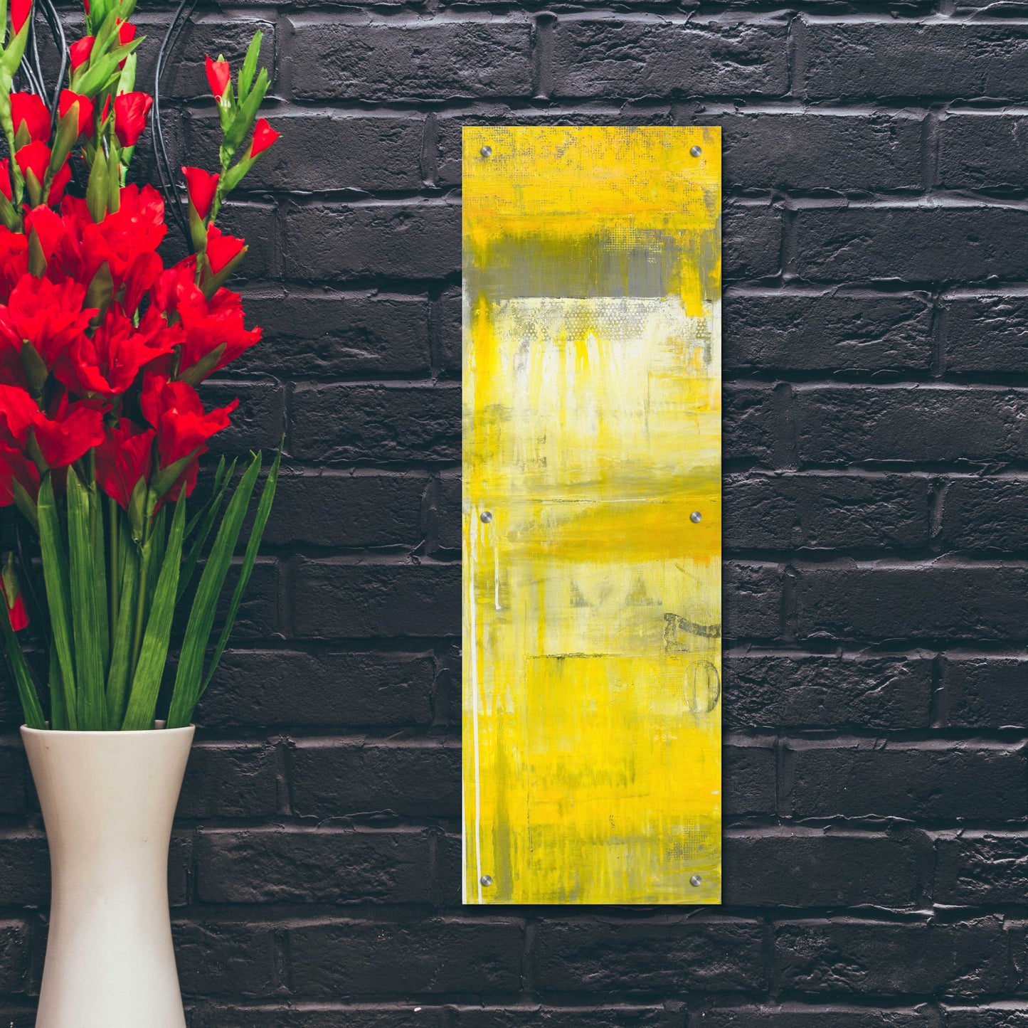 Epic Art 'Mellow Yellow II' by Erin Ashley, Acrylic Glass Wall Art,12x36