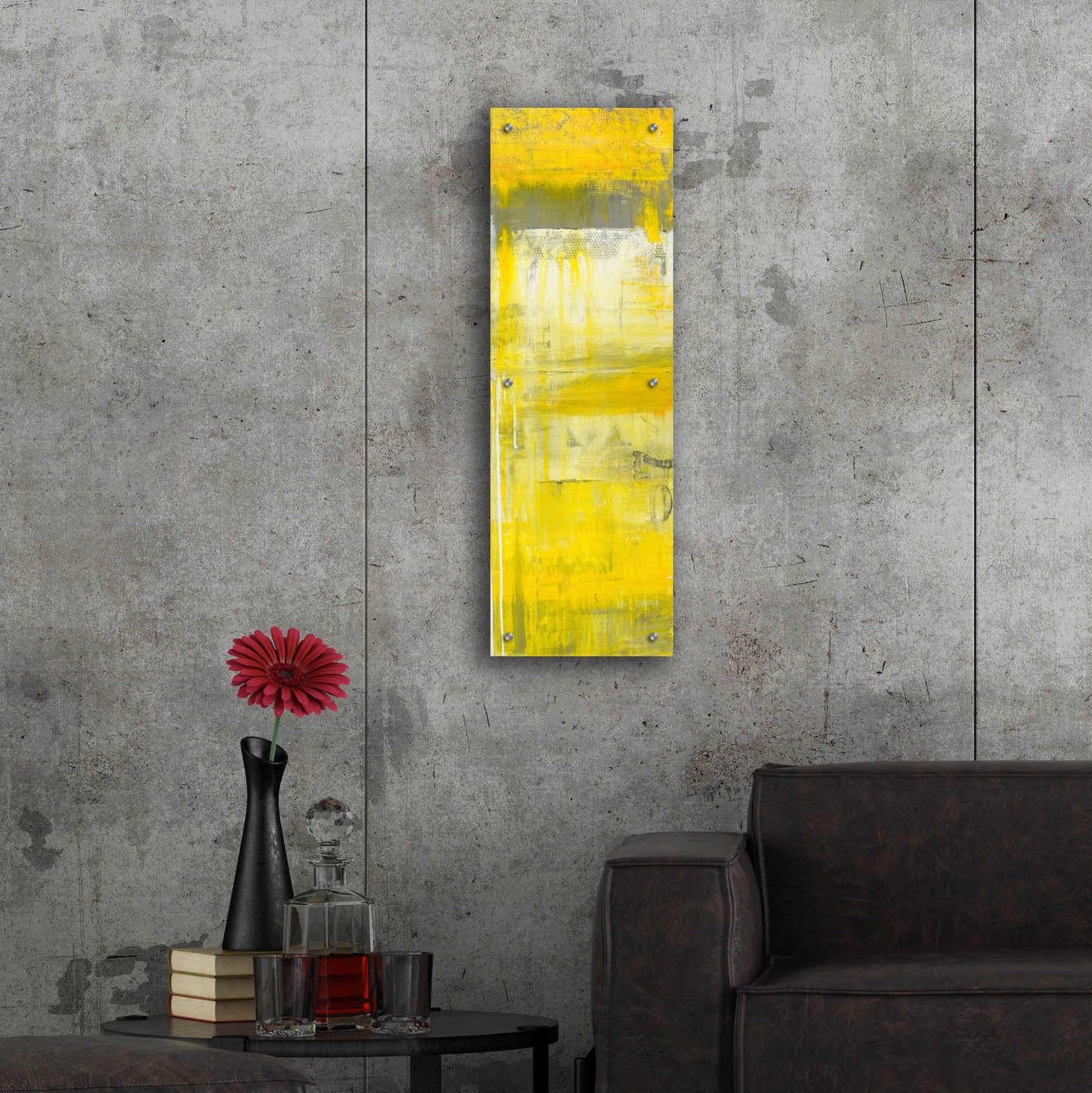 Epic Art 'Mellow Yellow II' by Erin Ashley, Acrylic Glass Wall Art,12x36