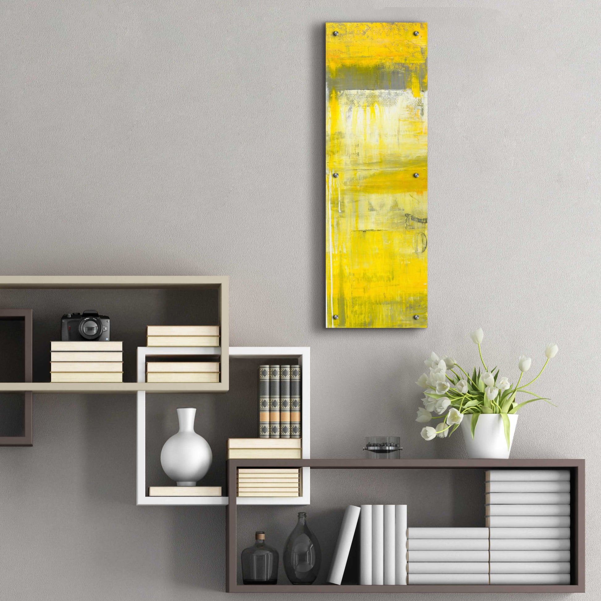 Epic Art 'Mellow Yellow II' by Erin Ashley, Acrylic Glass Wall Art,12x36