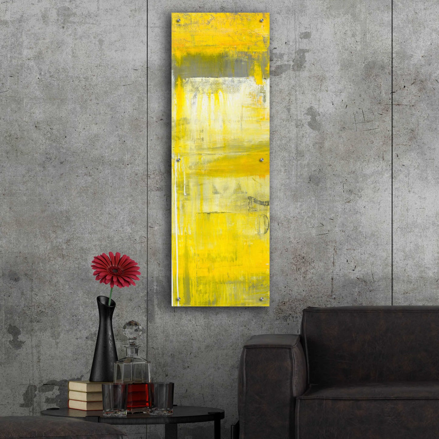 Epic Art 'Mellow Yellow II' by Erin Ashley, Acrylic Glass Wall Art,16x48