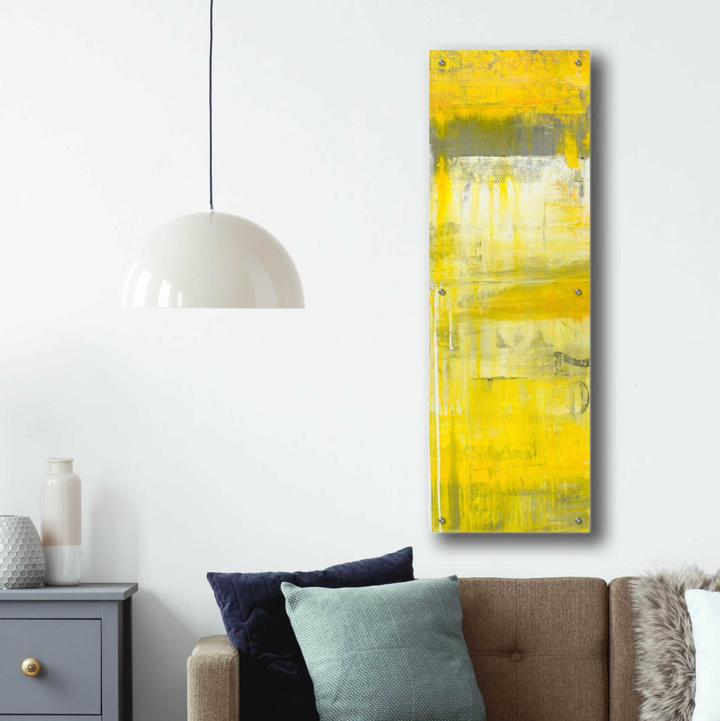 Epic Art 'Mellow Yellow II' by Erin Ashley, Acrylic Glass Wall Art,16x48