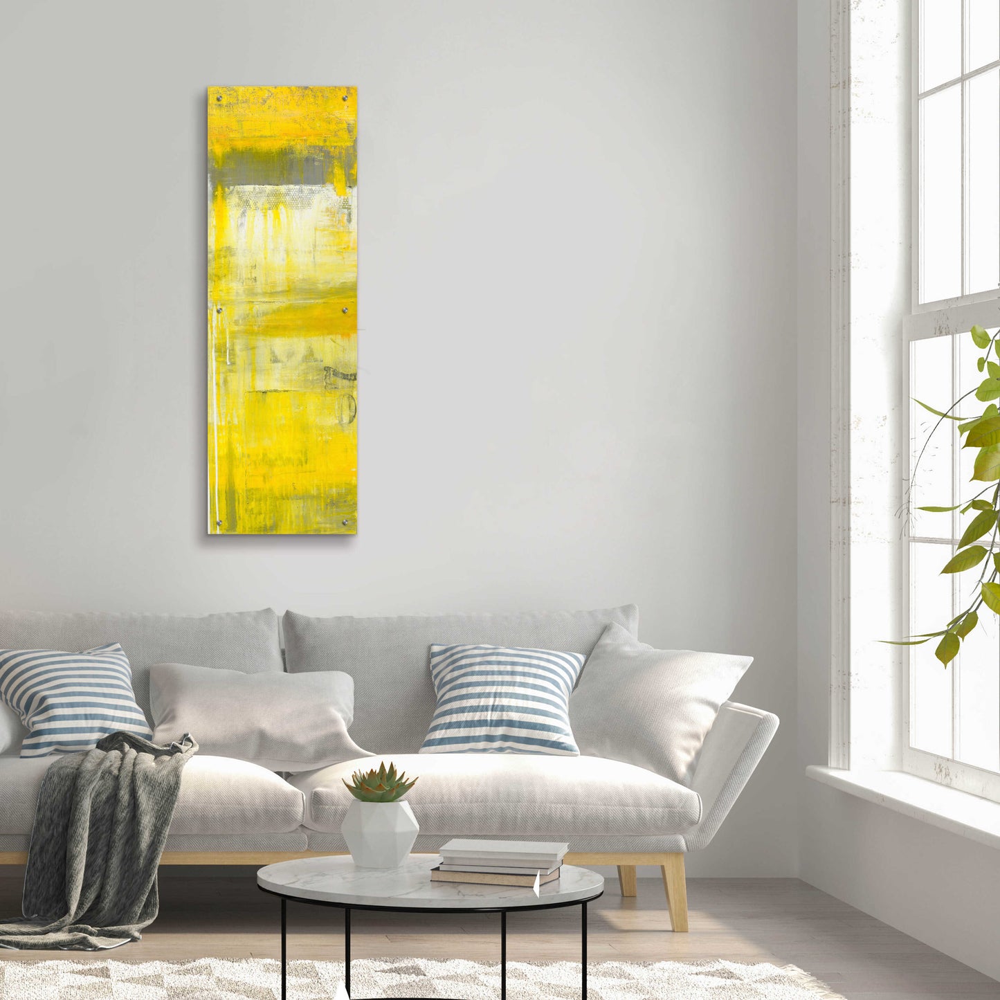 Epic Art 'Mellow Yellow II' by Erin Ashley, Acrylic Glass Wall Art,16x48