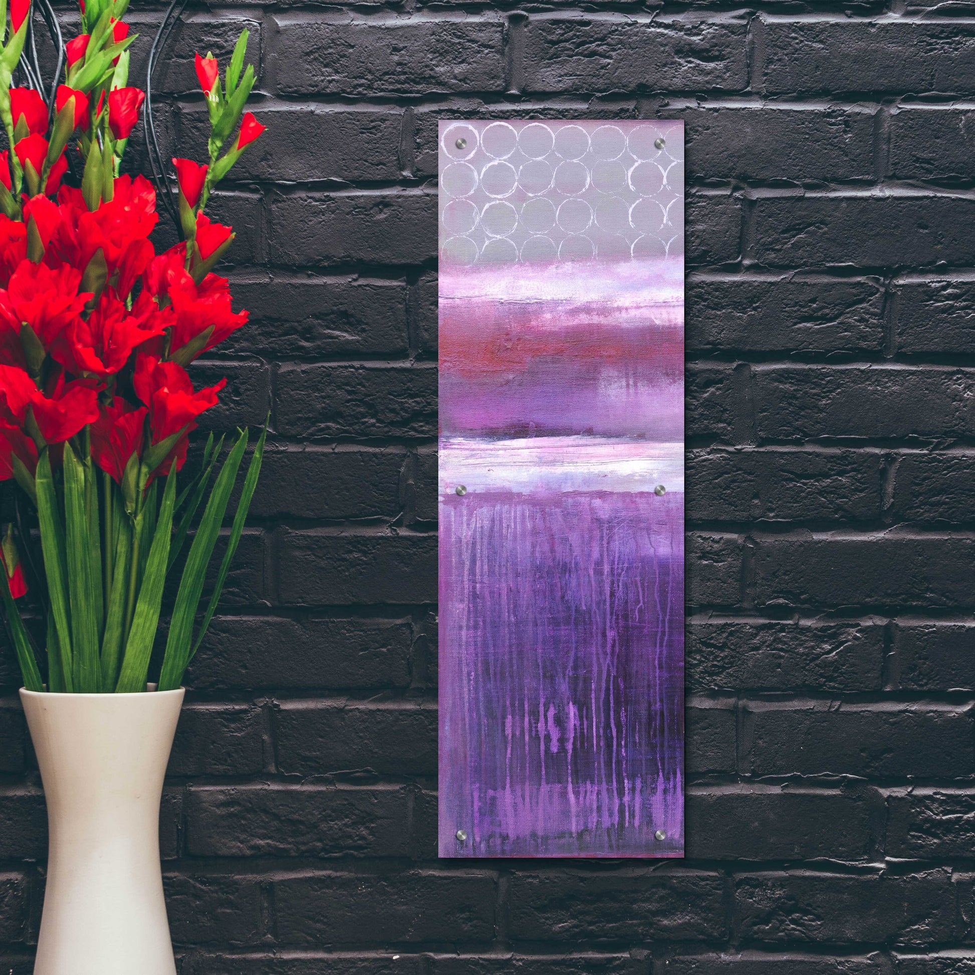 Epic Art 'Purple Rain I' by Erin Ashley, Acrylic Glass Wall Art,12x36