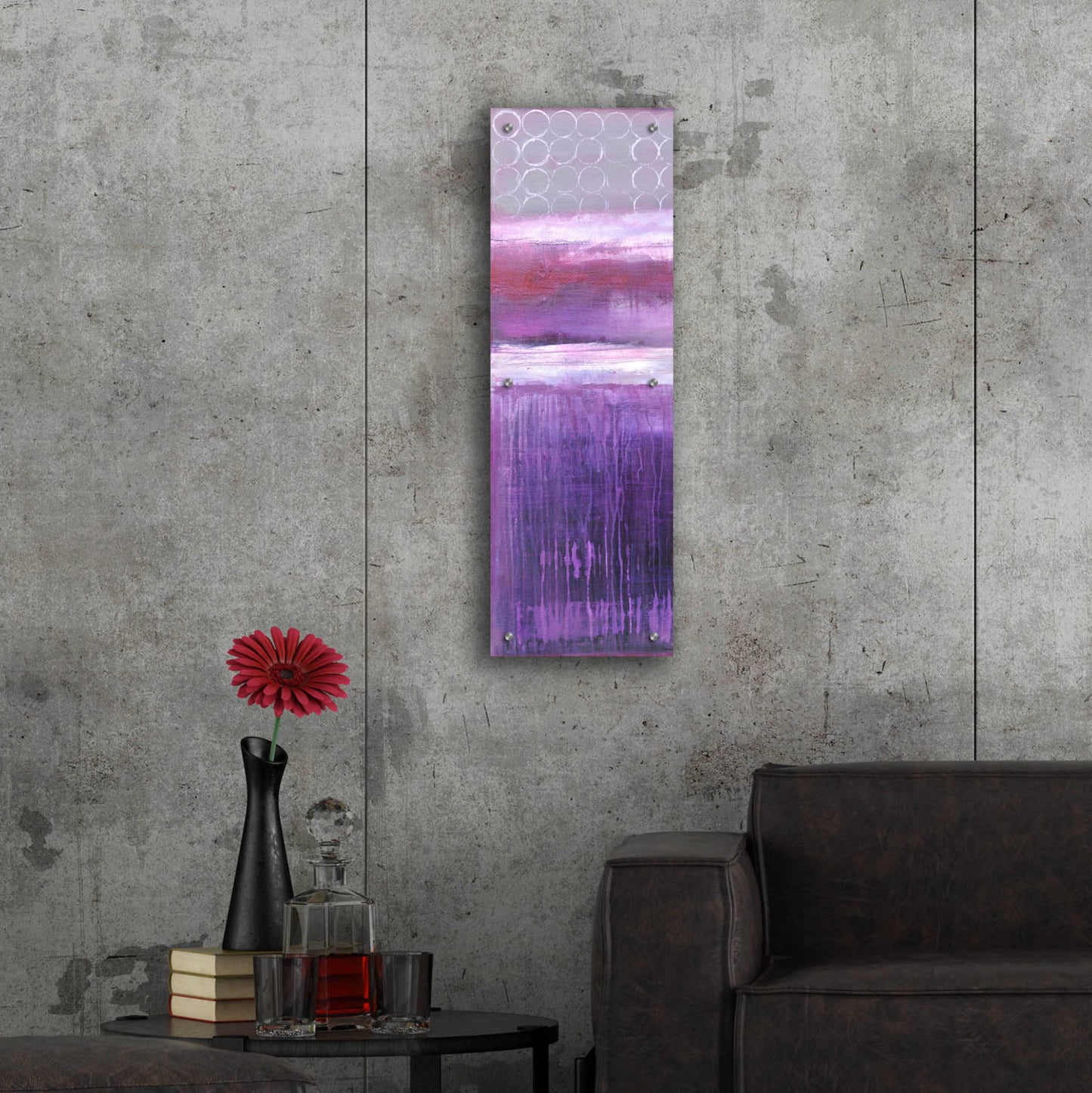 Epic Art 'Purple Rain I' by Erin Ashley, Acrylic Glass Wall Art,12x36