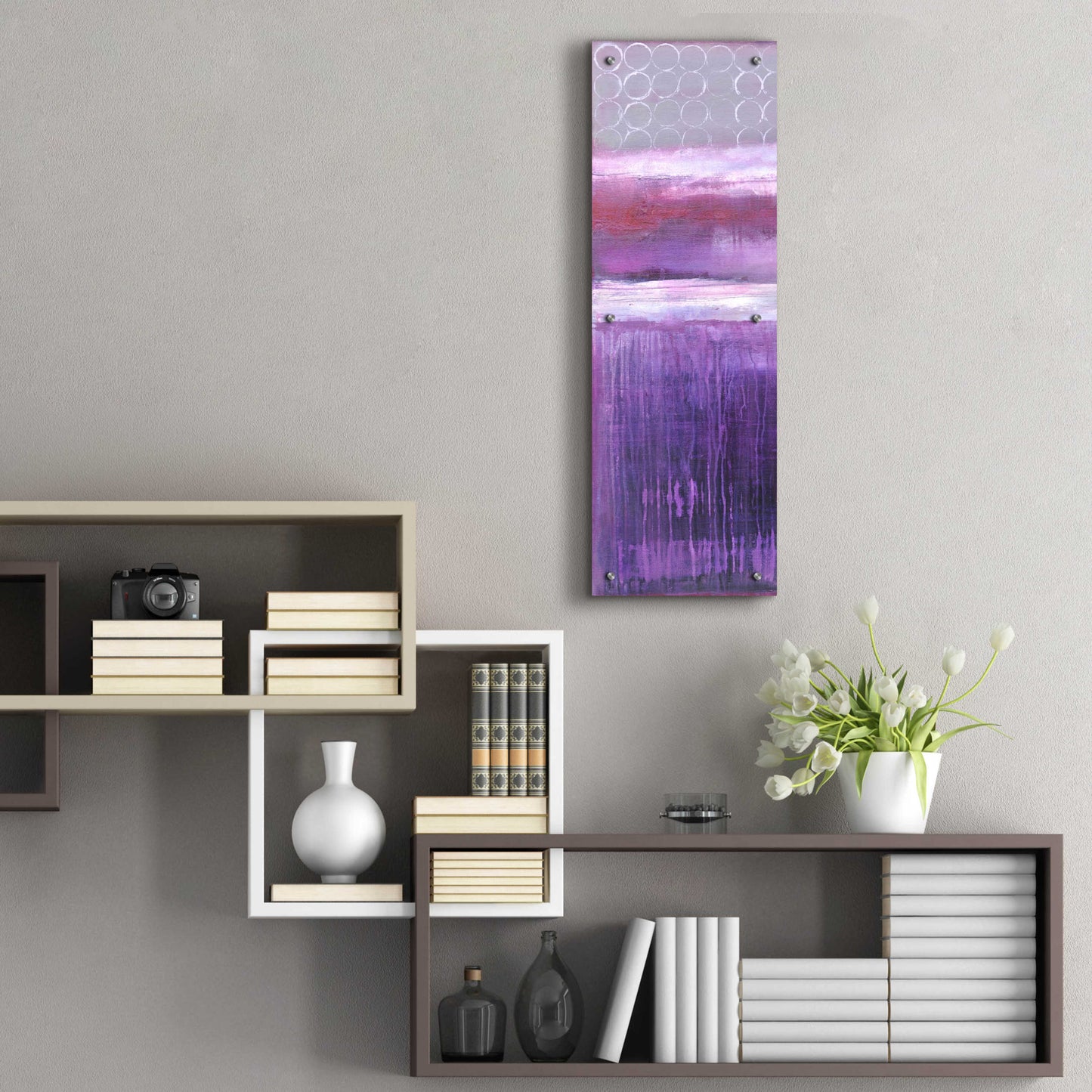 Epic Art 'Purple Rain I' by Erin Ashley, Acrylic Glass Wall Art,12x36