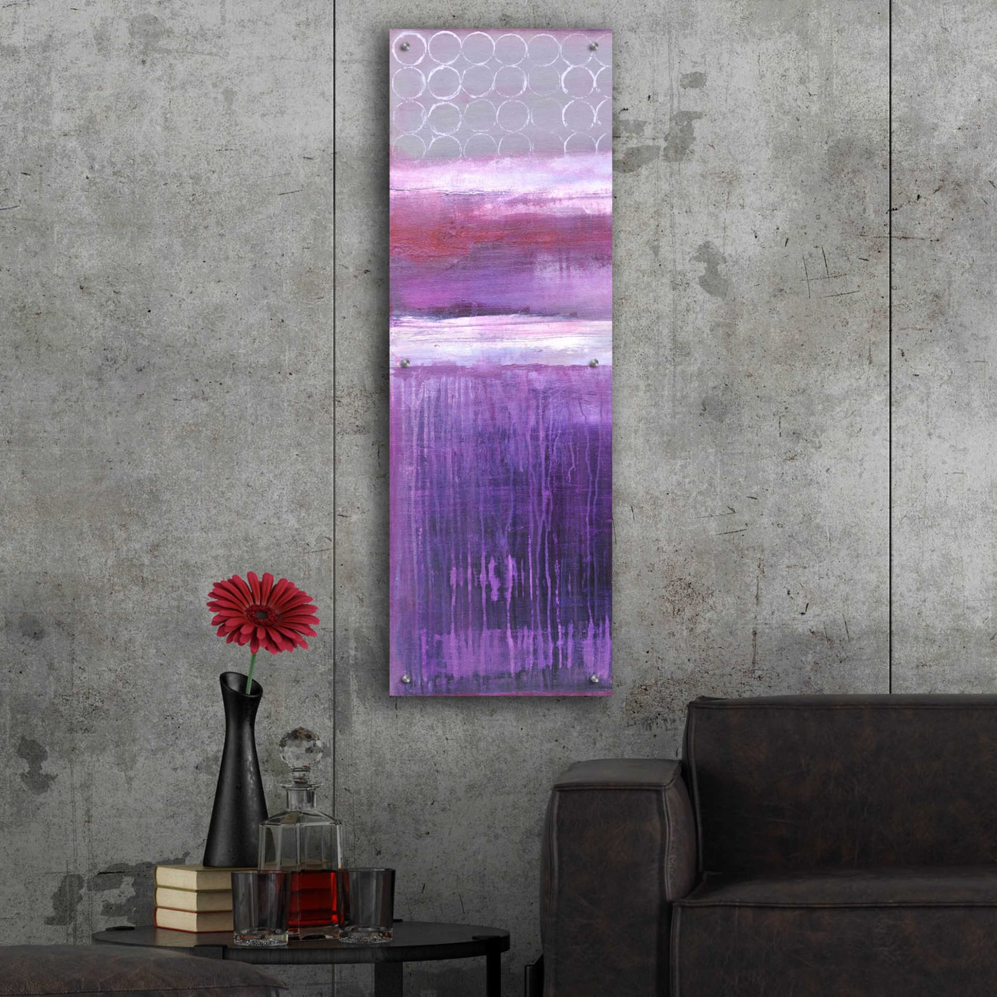 Epic Art 'Purple Rain I' by Erin Ashley, Acrylic Glass Wall Art,16x48