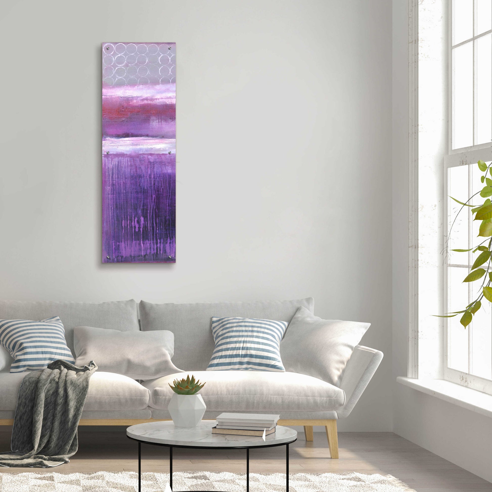 Epic Art 'Purple Rain I' by Erin Ashley, Acrylic Glass Wall Art,16x48