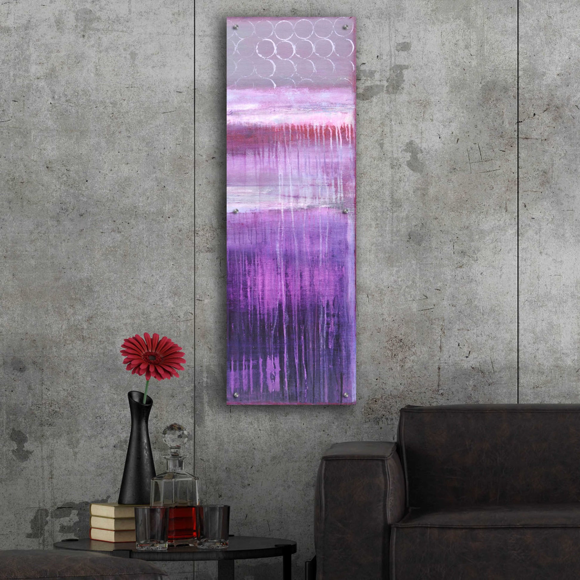 Epic Art 'Purple Rain II' by Erin Ashley, Acrylic Glass Wall Art,16x48