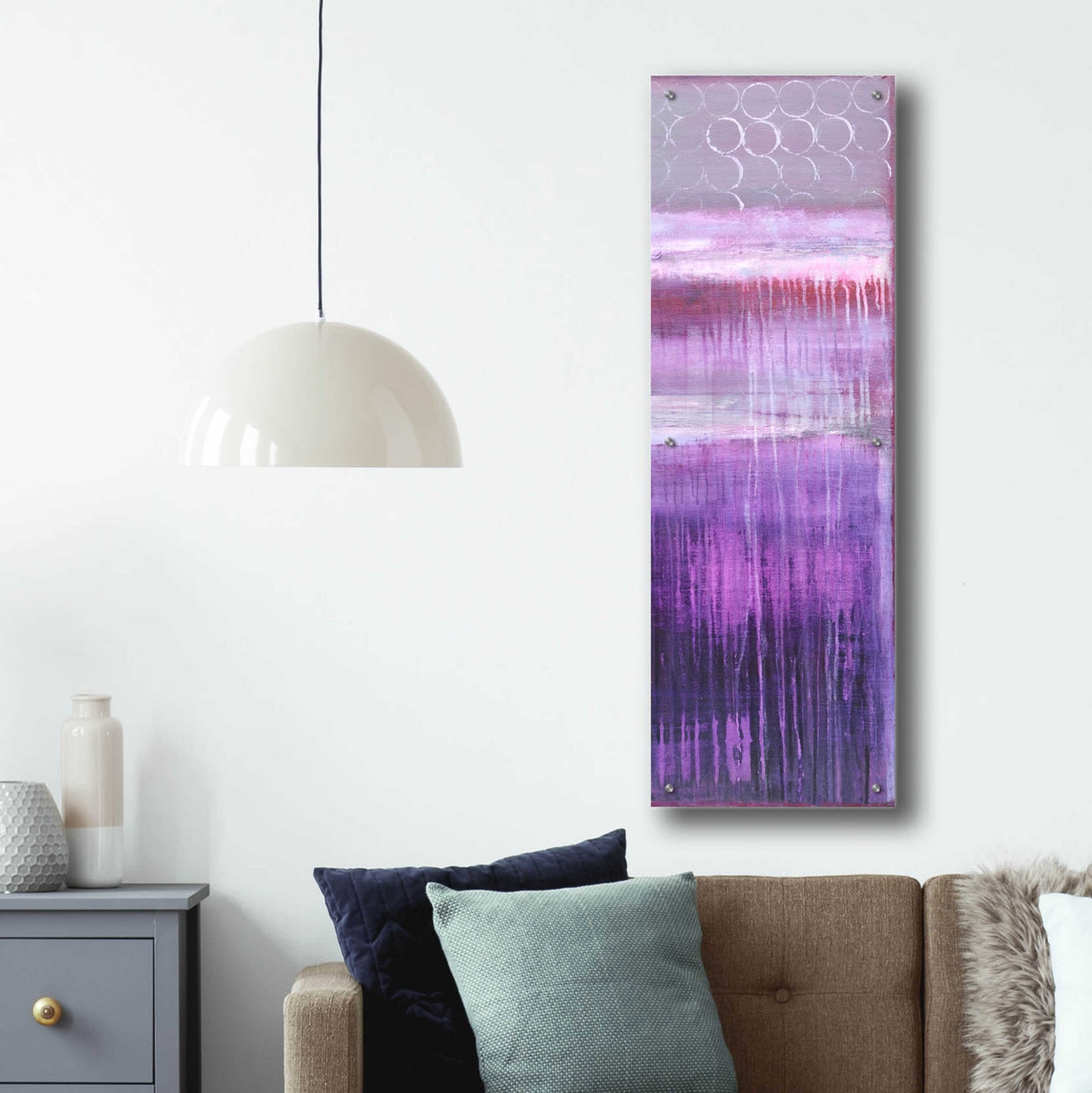 Epic Art 'Purple Rain II' by Erin Ashley, Acrylic Glass Wall Art,16x48