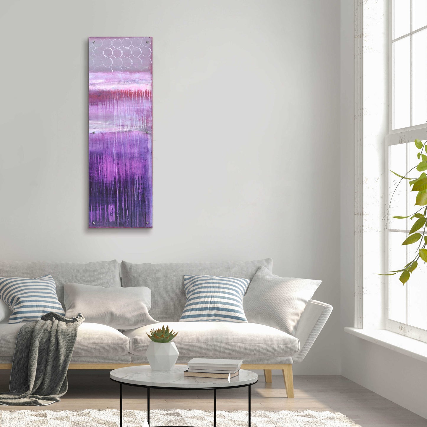 Epic Art 'Purple Rain II' by Erin Ashley, Acrylic Glass Wall Art,16x48