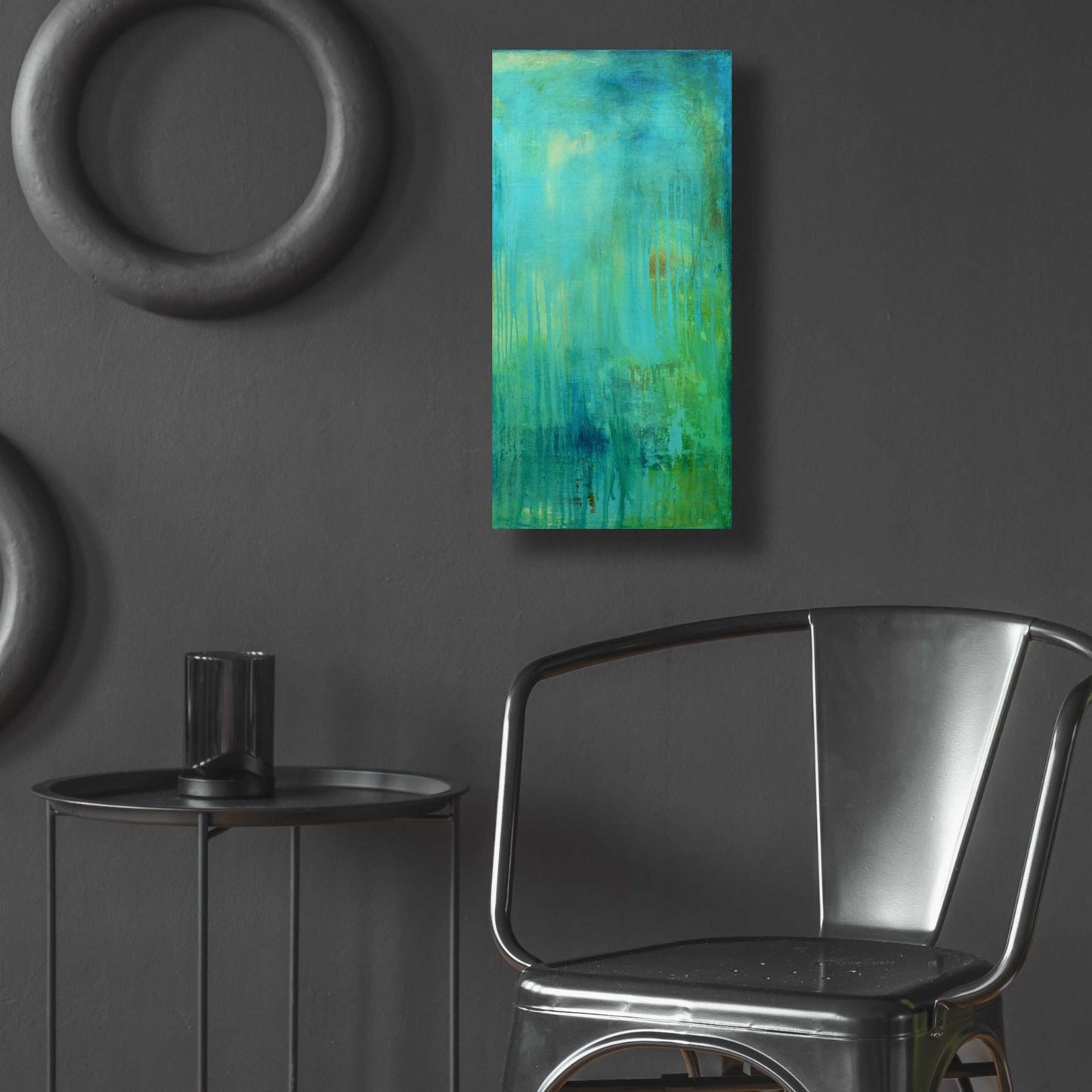 Epic Art 'Blue Mountain Rain II' by Erin Ashley, Acrylic Glass Wall Art,12x24