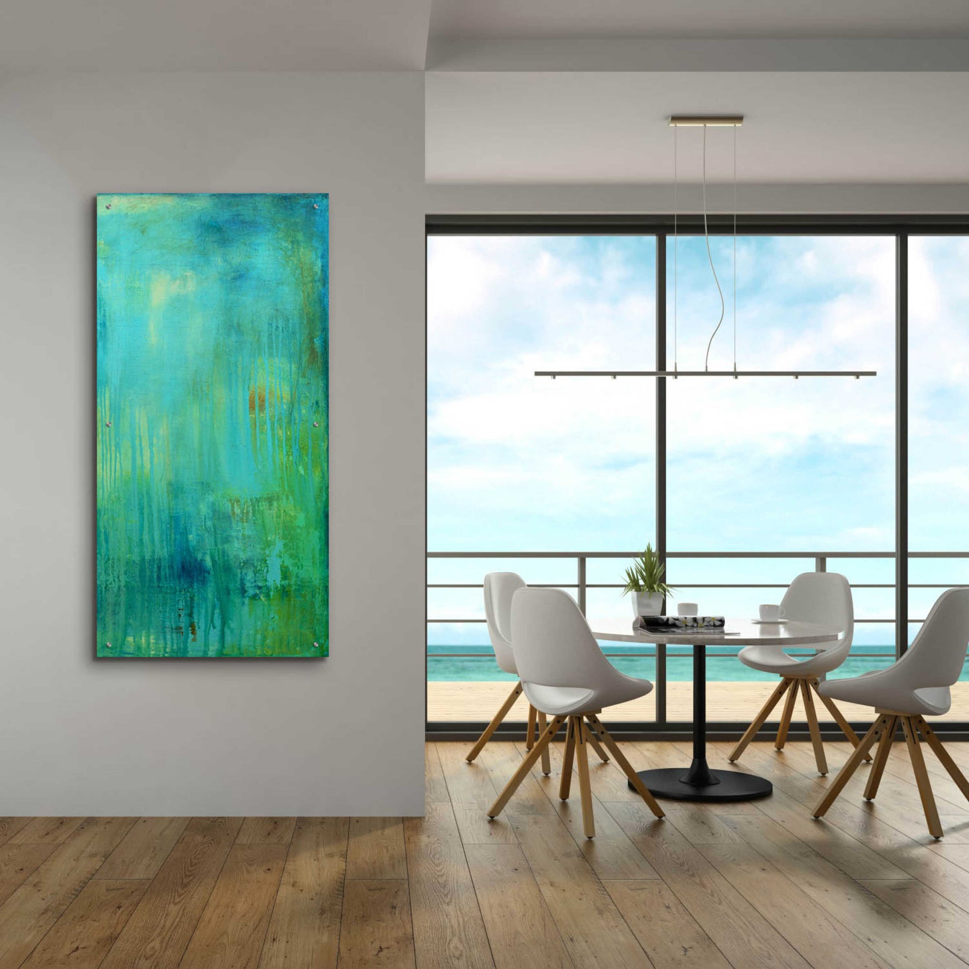 Epic Art 'Blue Mountain Rain II' by Erin Ashley, Acrylic Glass Wall Art,24x48