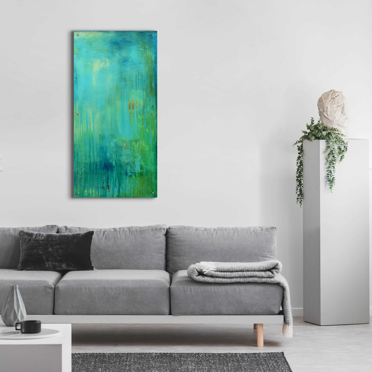 Epic Art 'Blue Mountain Rain II' by Erin Ashley, Acrylic Glass Wall Art,24x48