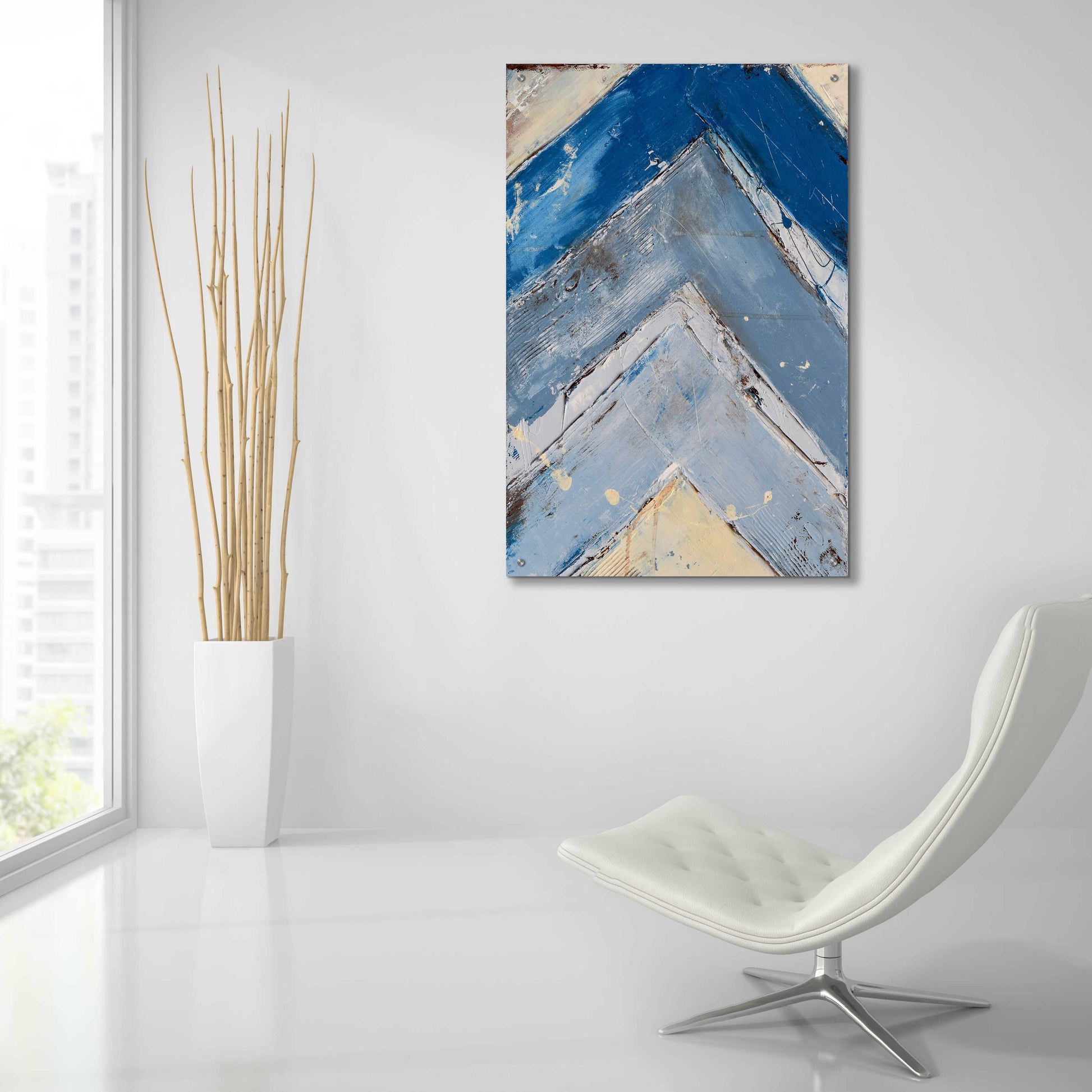 Epic Art 'Blue Zag I' by Erin Ashley, Acrylic Glass Wall Art,24x36