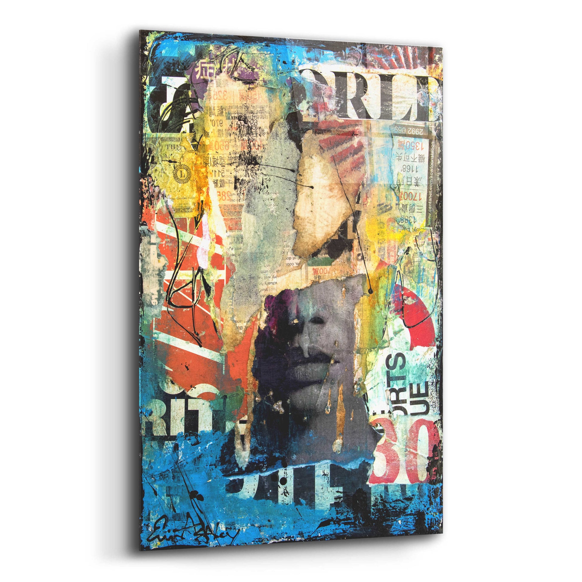 Epic Art 'Collage Head' by Erin Ashley, Acrylic Glass Wall Art,12x16