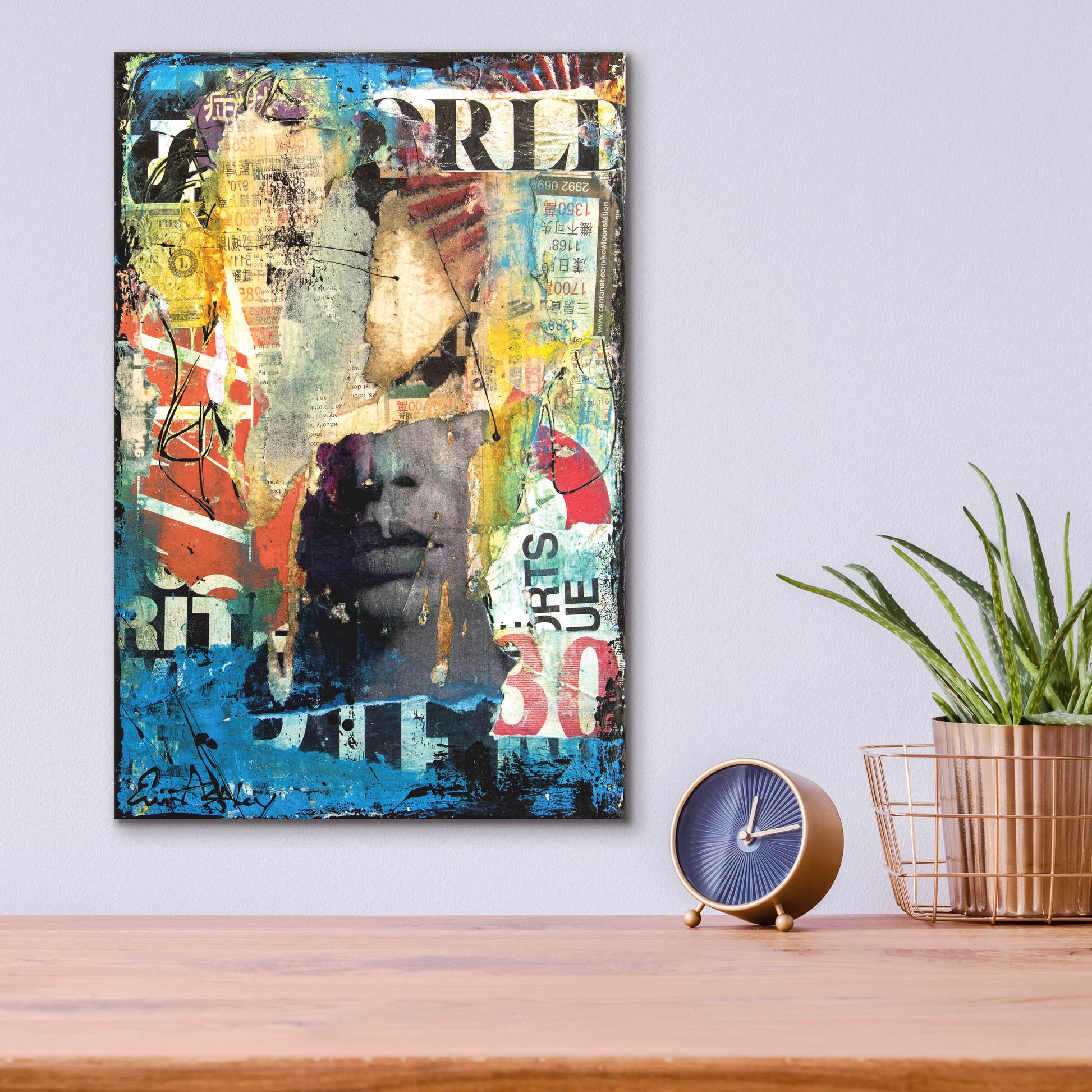 Epic Art 'Collage Head' by Erin Ashley, Acrylic Glass Wall Art,12x16