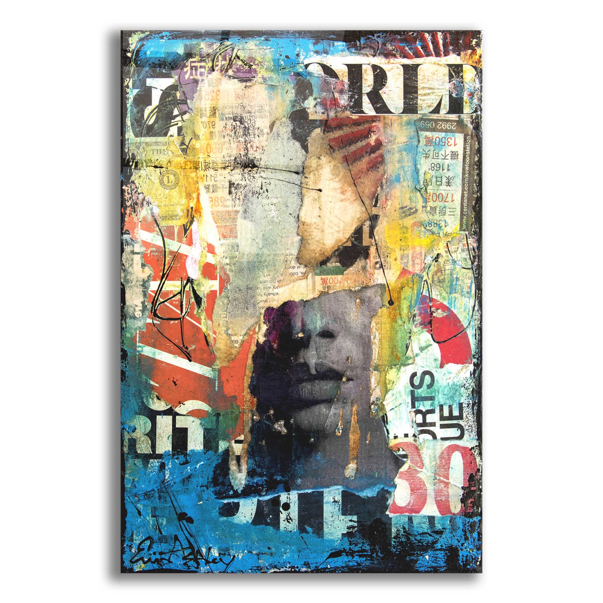 Epic Art 'Collage Head' by Erin Ashley, Acrylic Glass Wall Art,12x16