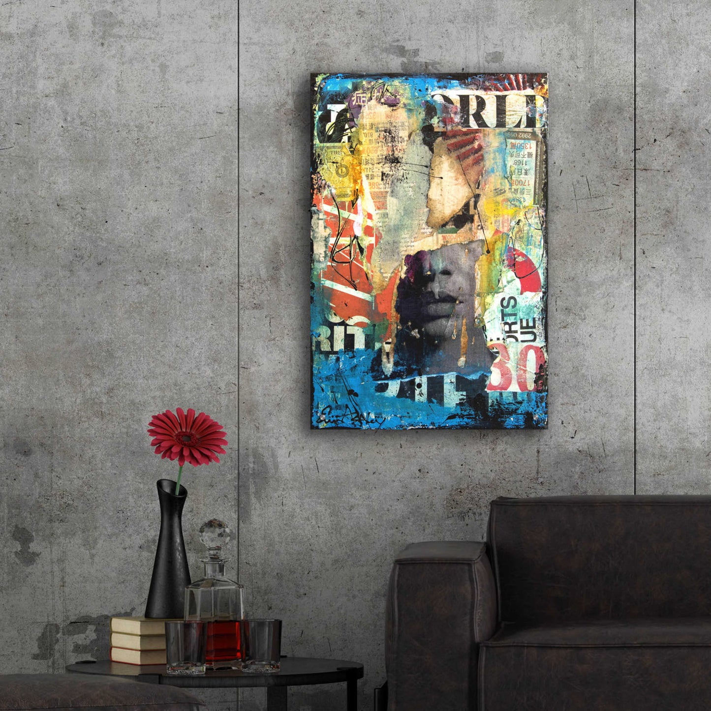 Epic Art 'Collage Head' by Erin Ashley, Acrylic Glass Wall Art,24x36