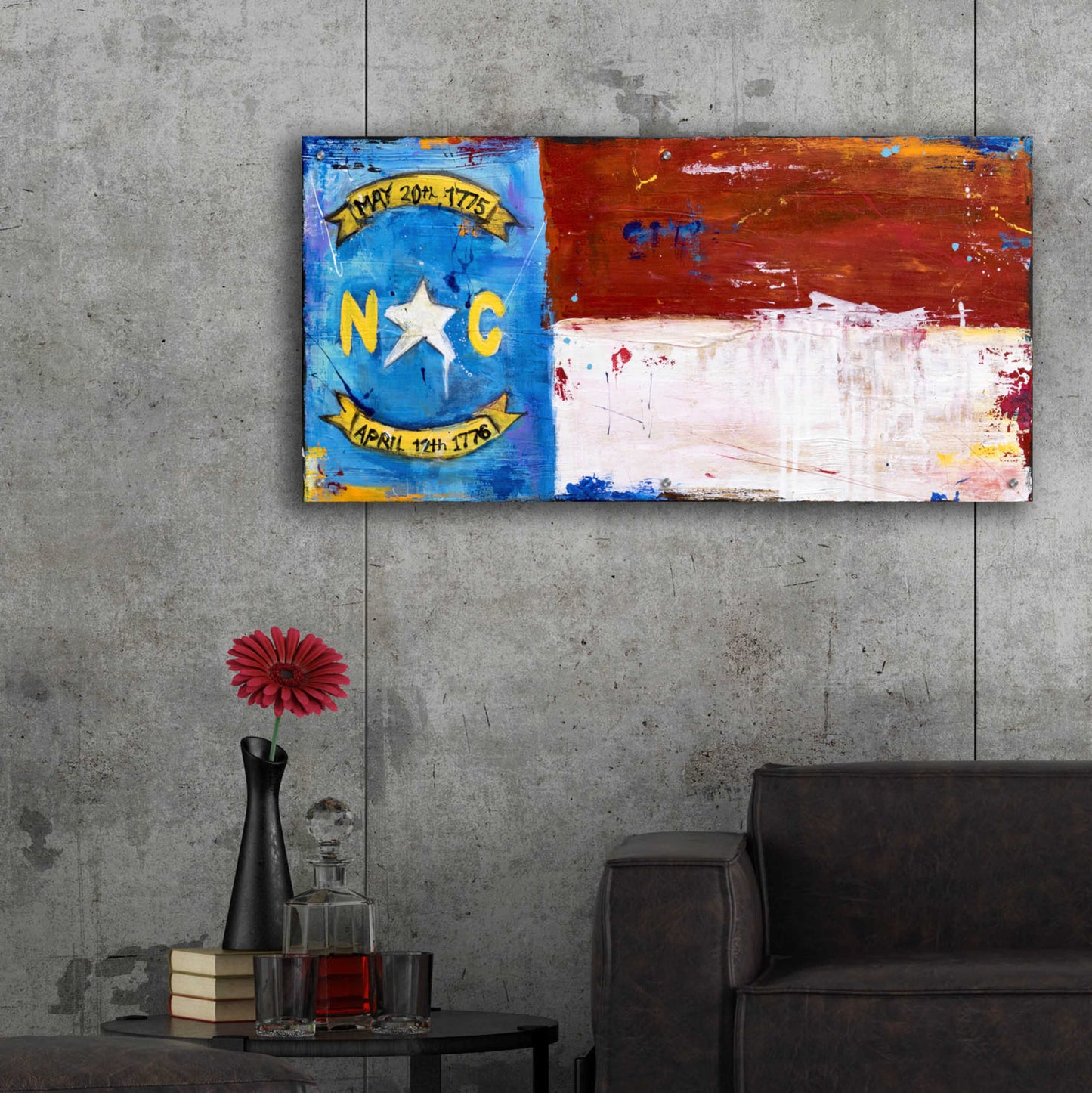 Epic Art 'NC Flag' by Erin Ashley, Acrylic Glass Wall Art,48x24