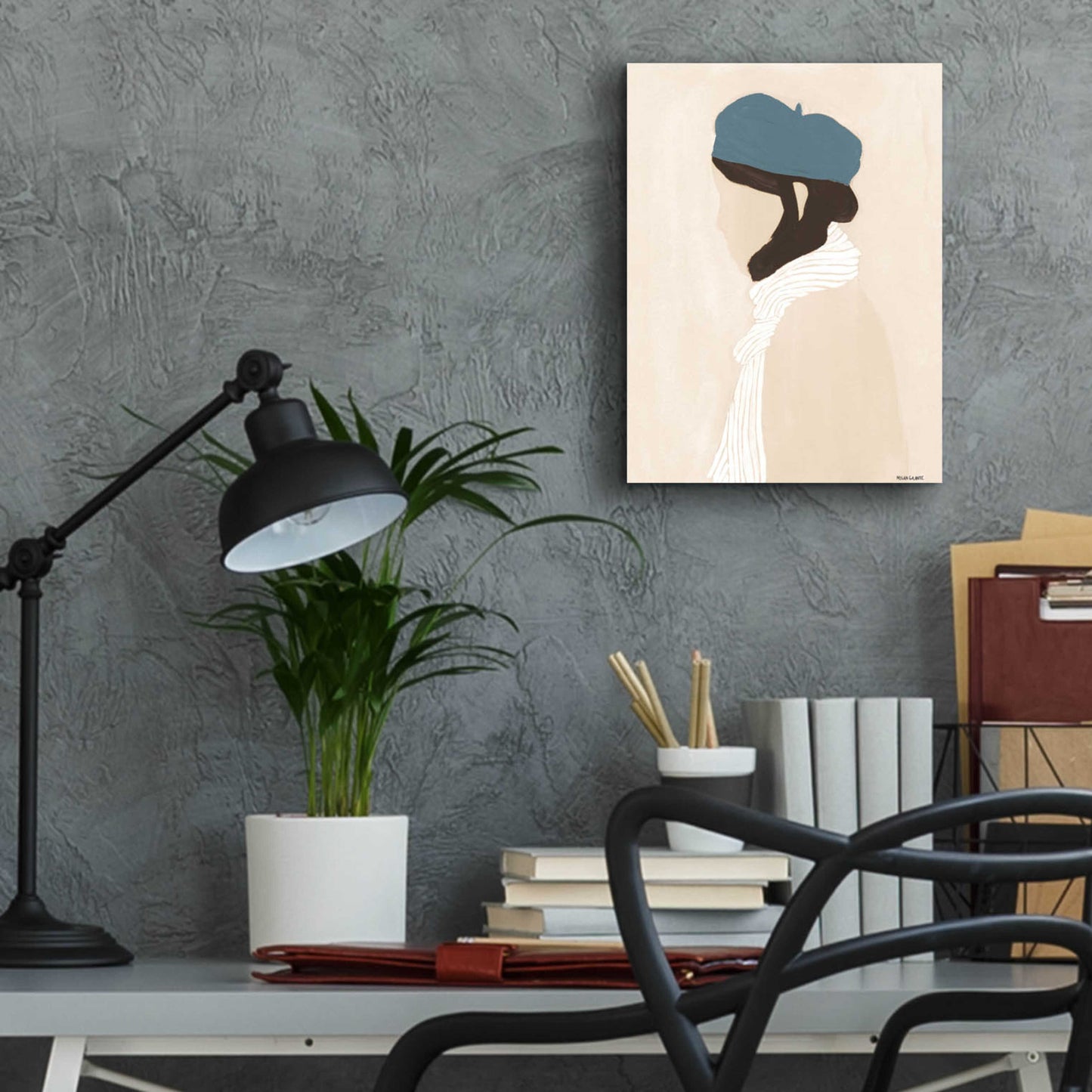 Epic Art 'Blue Beret' by Megan Galante, Acrylic Glass Wall Art,12x16