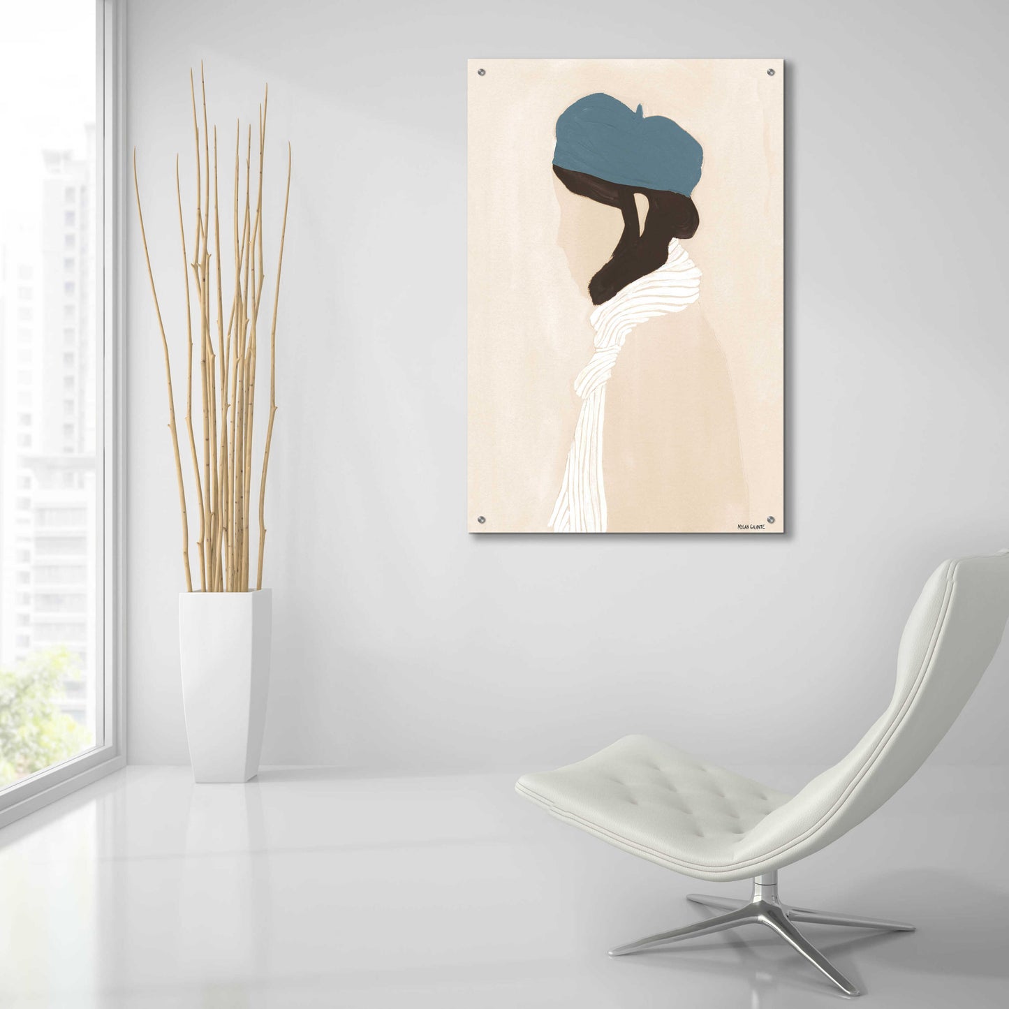 Epic Art 'Blue Beret' by Megan Galante, Acrylic Glass Wall Art,24x36