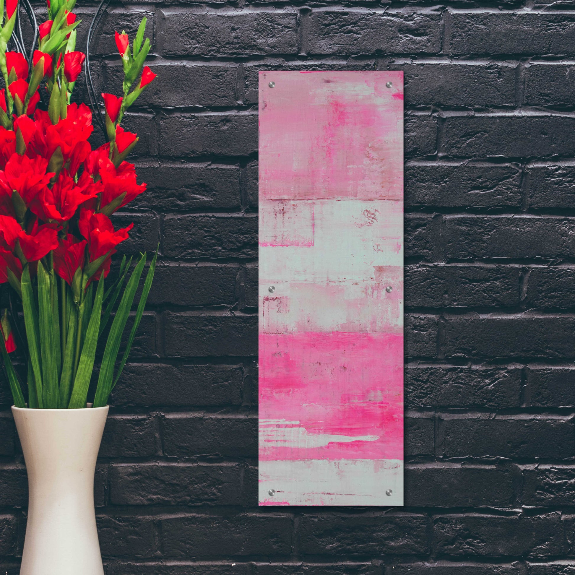 Epic Art 'Panels in Pink I' by Erin Ashley, Acrylic Glass Wall Art,12x36