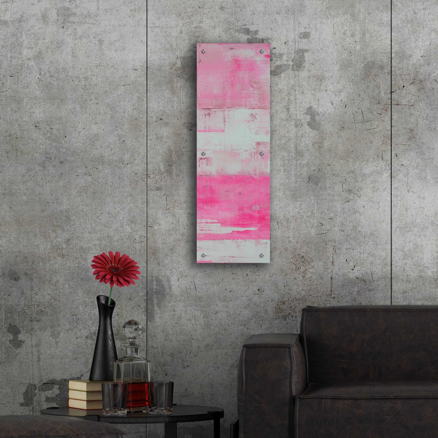 Epic Art 'Panels in Pink I' by Erin Ashley, Acrylic Glass Wall Art,12x36