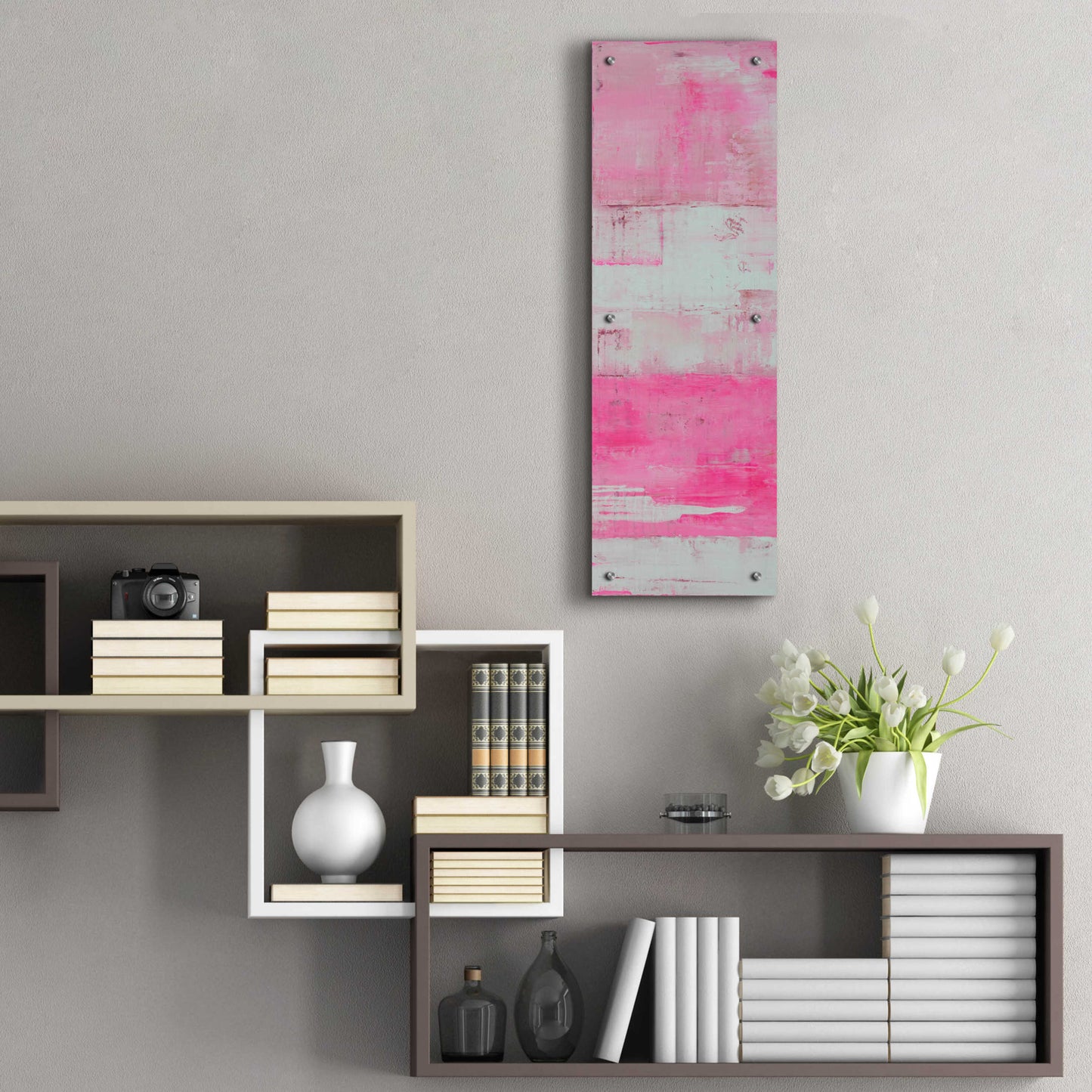 Epic Art 'Panels in Pink I' by Erin Ashley, Acrylic Glass Wall Art,12x36