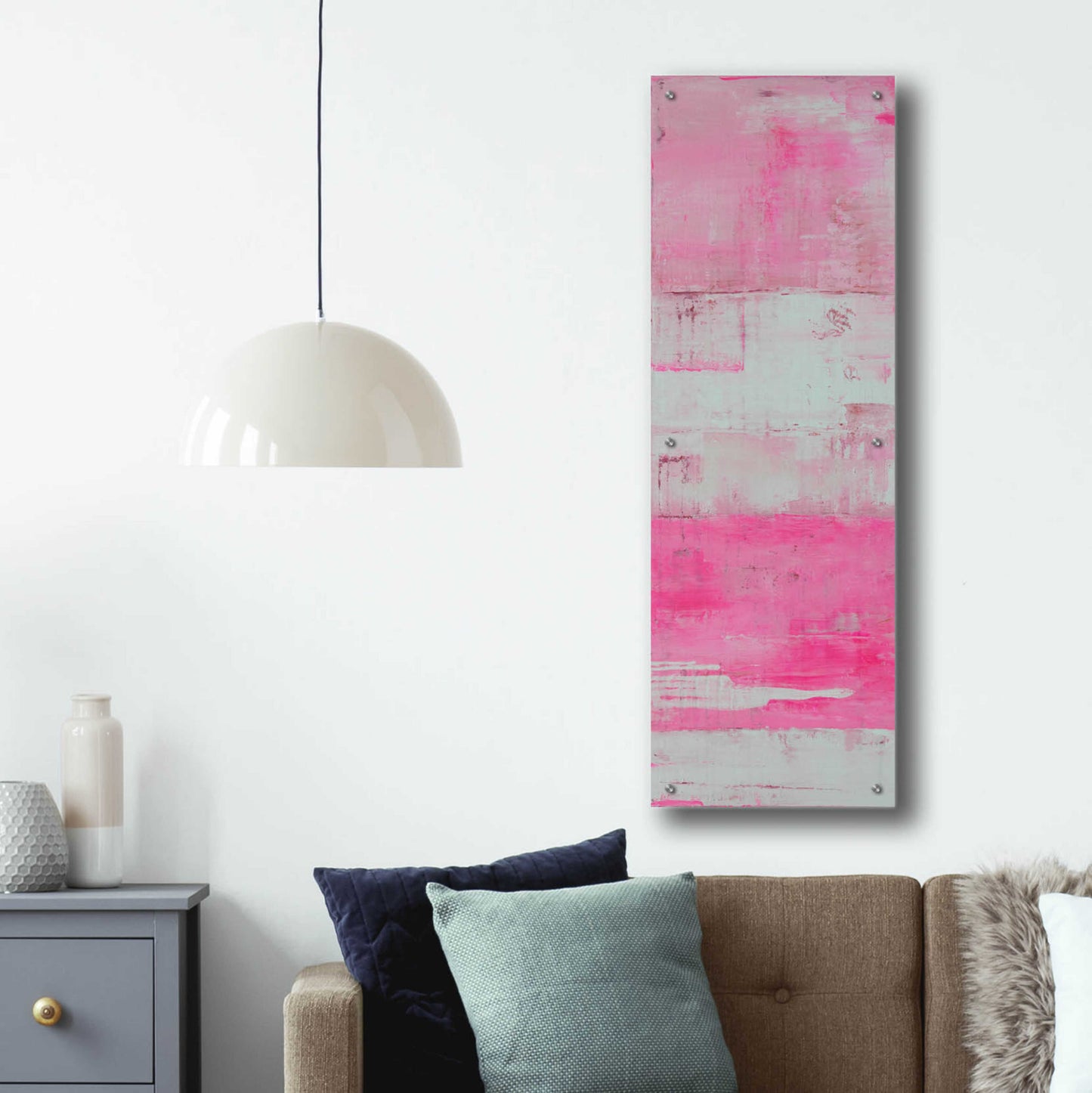 Epic Art 'Panels in Pink I' by Erin Ashley, Acrylic Glass Wall Art,16x48