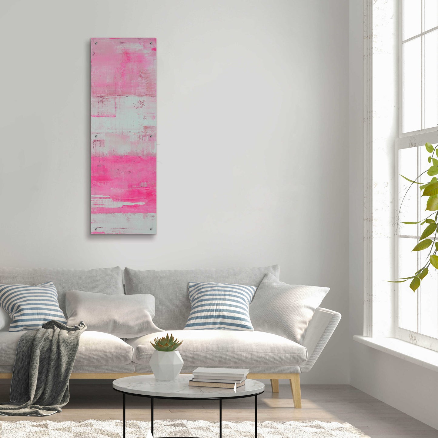 Epic Art 'Panels in Pink I' by Erin Ashley, Acrylic Glass Wall Art,16x48