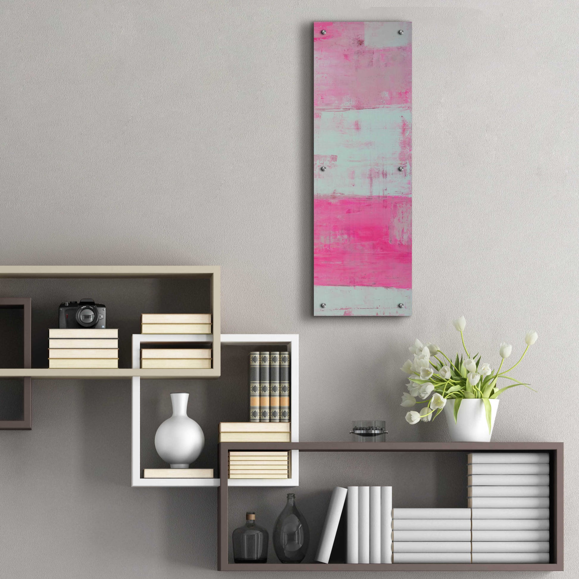 Epic Art 'Panels in Pink II' by Erin Ashley, Acrylic Glass Wall Art,12x36