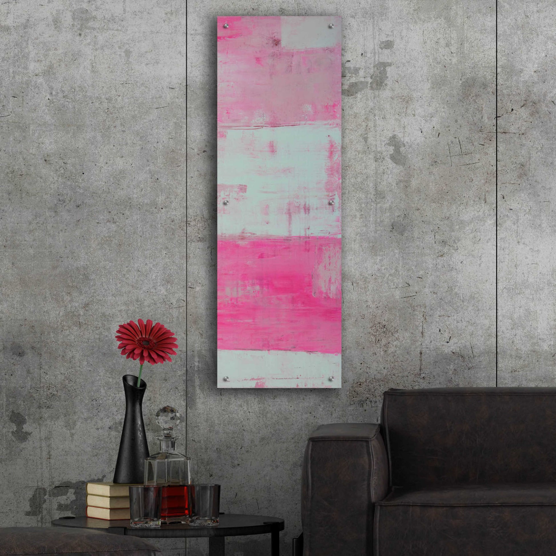 Epic Art 'Panels in Pink II' by Erin Ashley, Acrylic Glass Wall Art,16x48