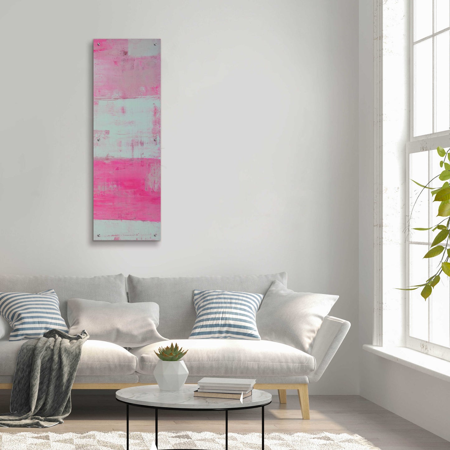 Epic Art 'Panels in Pink II' by Erin Ashley, Acrylic Glass Wall Art,16x48