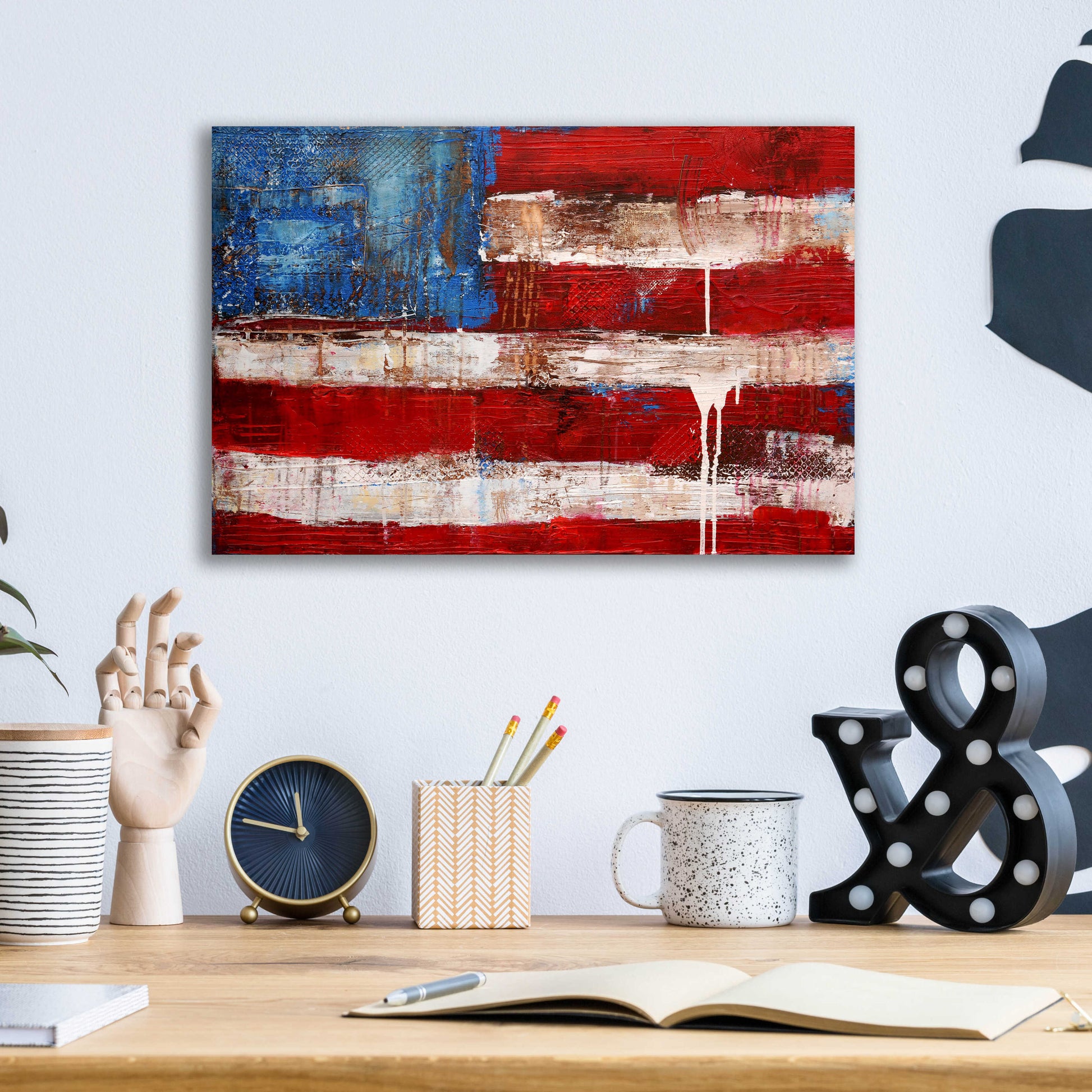 Epic Art 'Ashley American Flag' by Erin Ashley, Acrylic Glass Wall Art,16x12